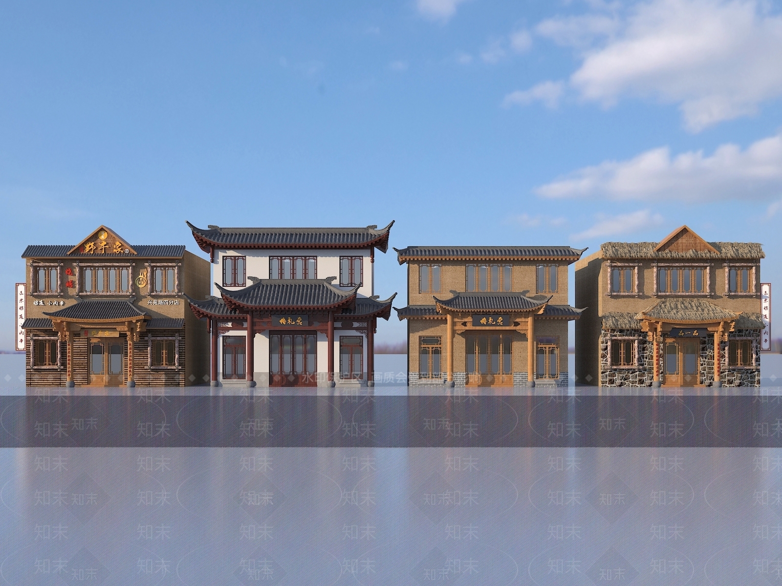 中式商业建筑SU模型下载【ID:1161276481】