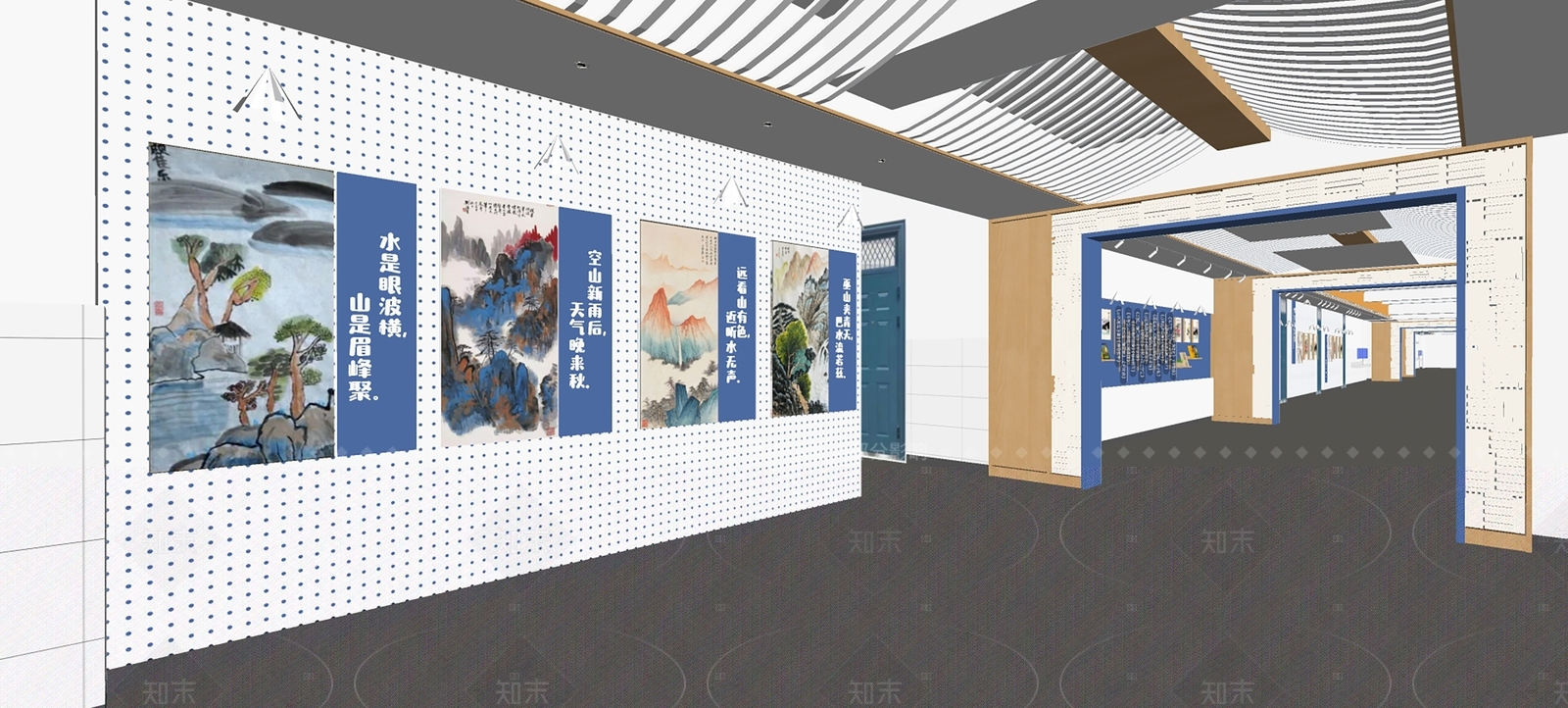 现代学校文化走廊SU模型下载【ID:1161280226】