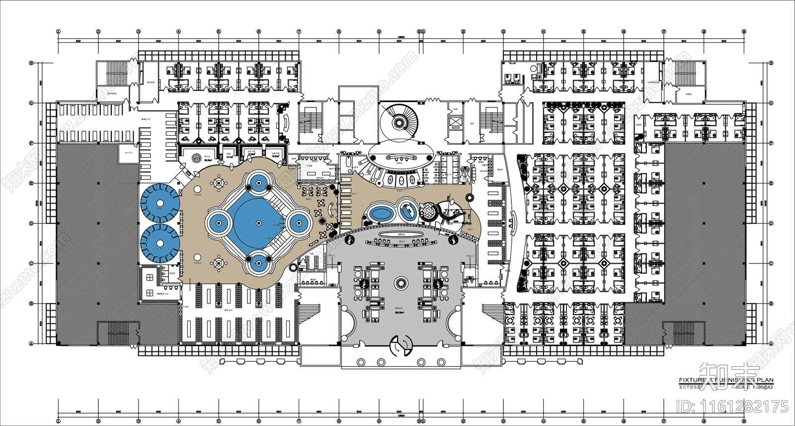酒店上万平洗浴中心全施工图下载【ID:1161282175】