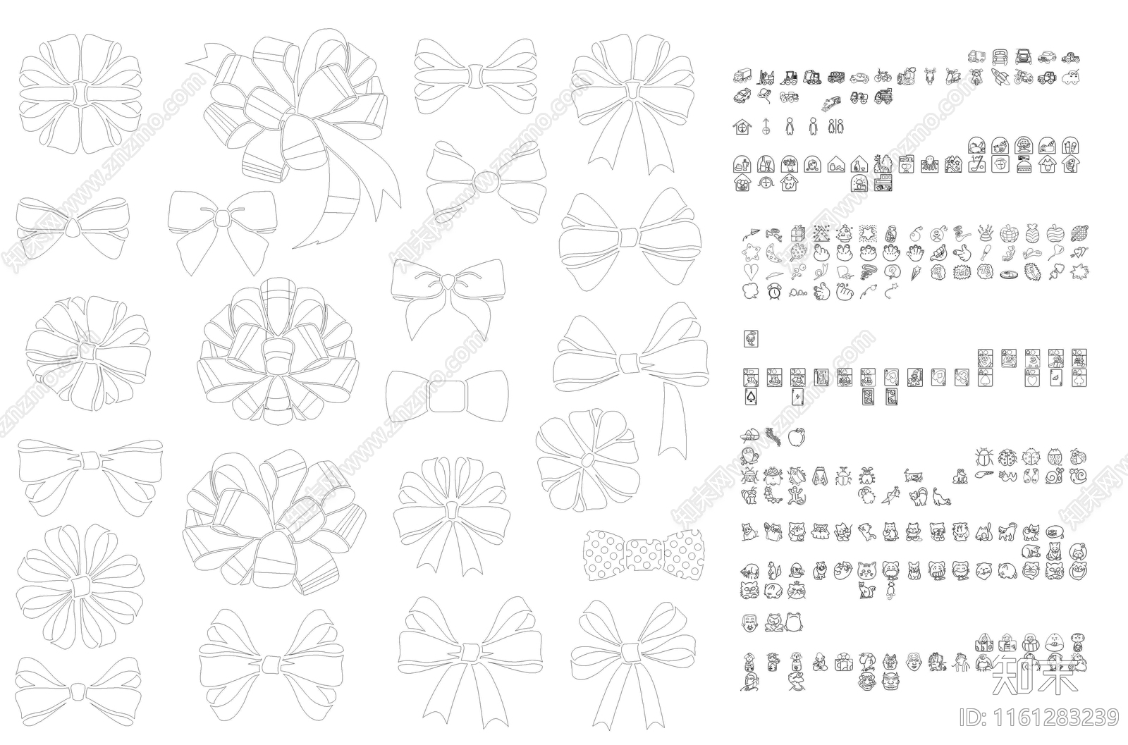 蝴蝶结花纹图库施工图下载【ID:1161283239】