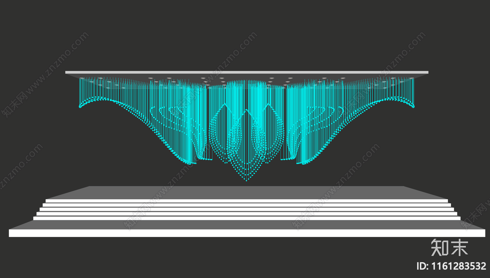 现代水晶婚礼舞台吊灯SU模型下载【ID:1161283532】