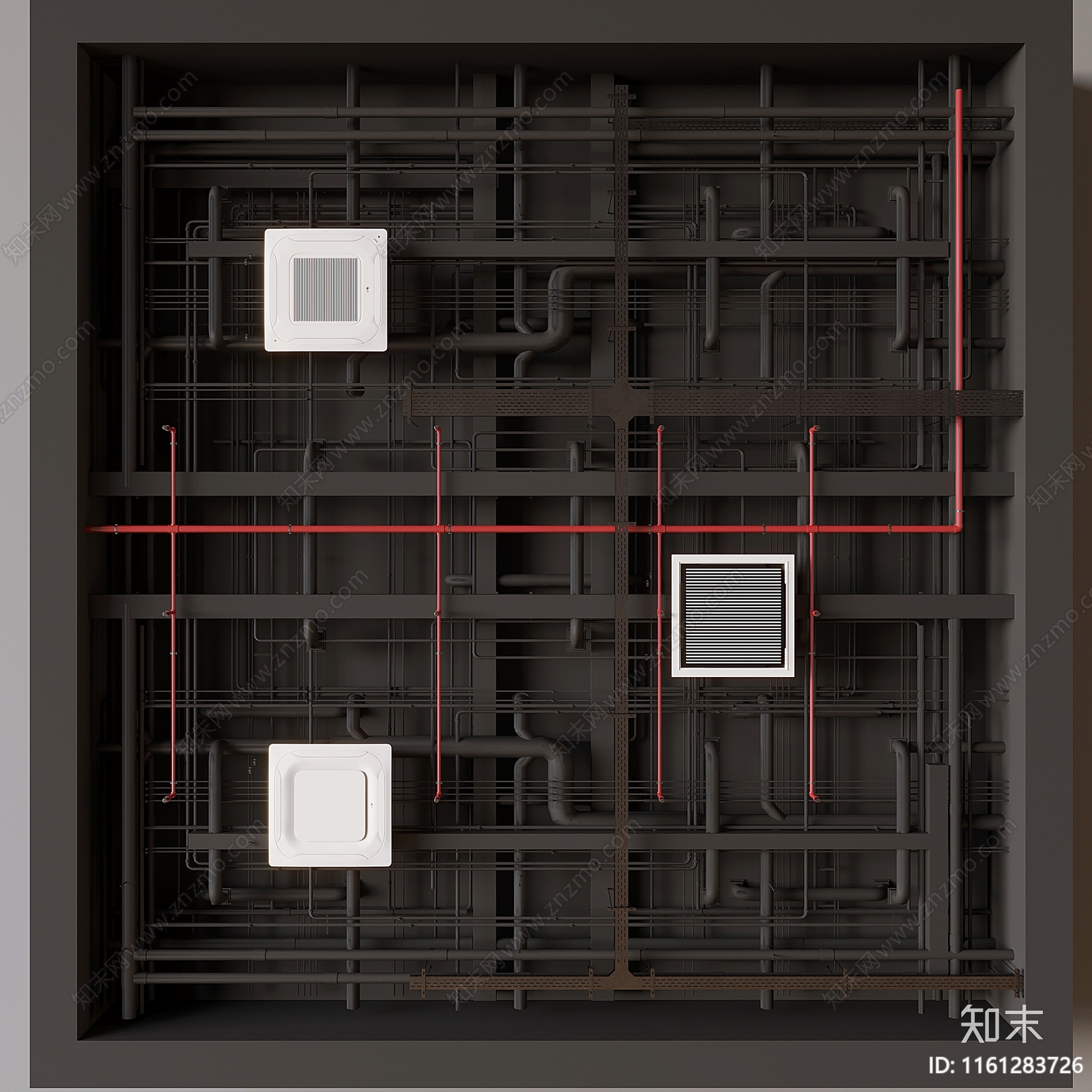 工业风管道顶SU模型下载【ID:1161283726】