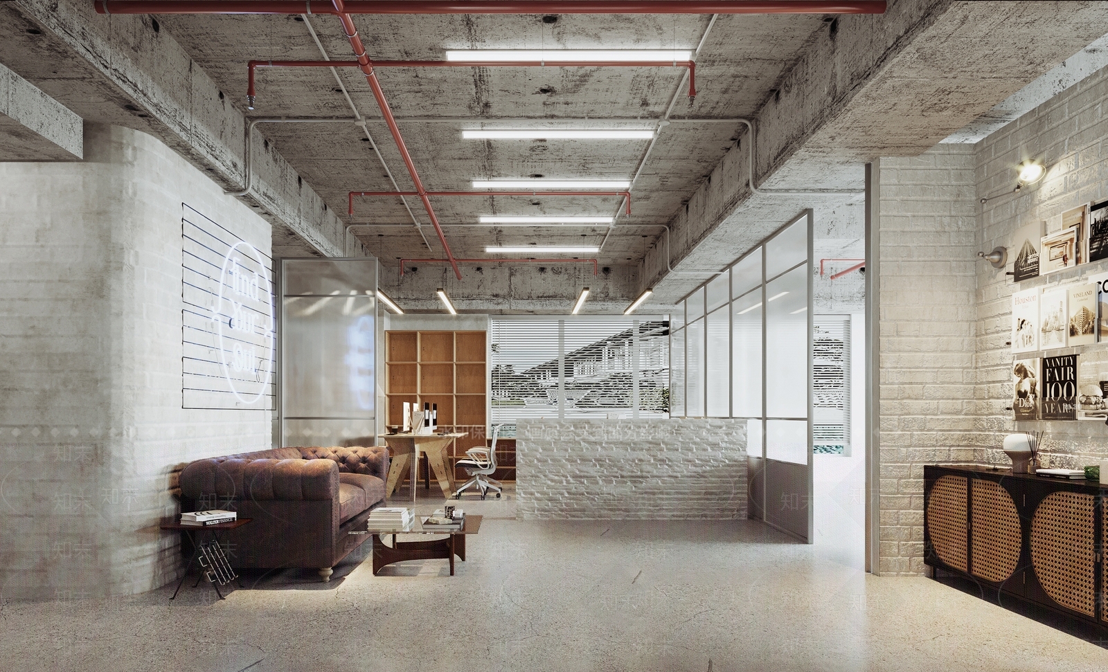 工业风loft办公室3D模型下载【ID:1161284153】