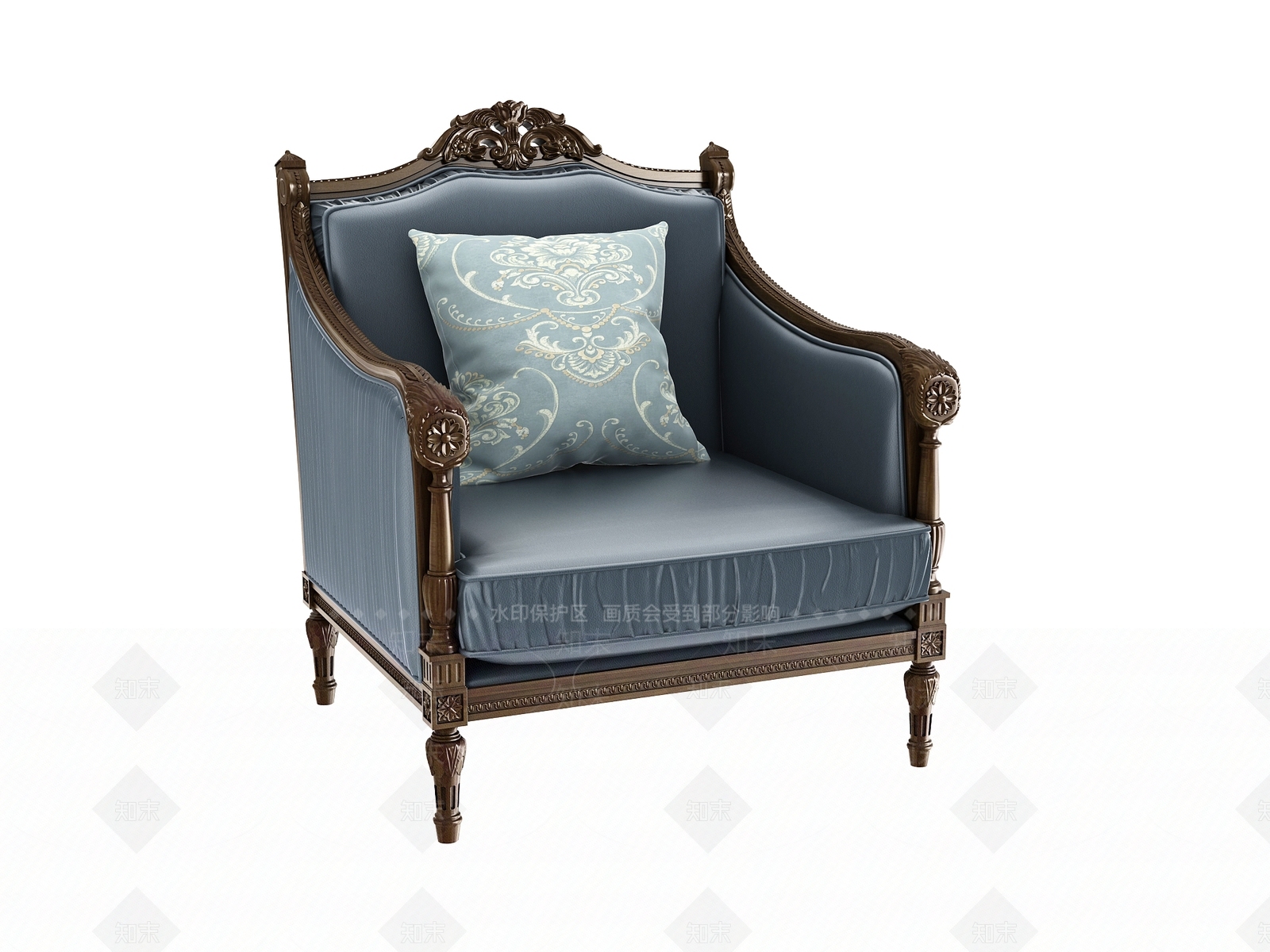 欧式古典单人沙发3D模型下载【ID:1161287559】