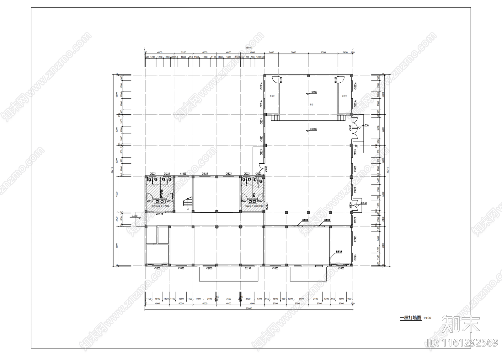 村委大楼装修cad施工图下载【ID:1161292569】