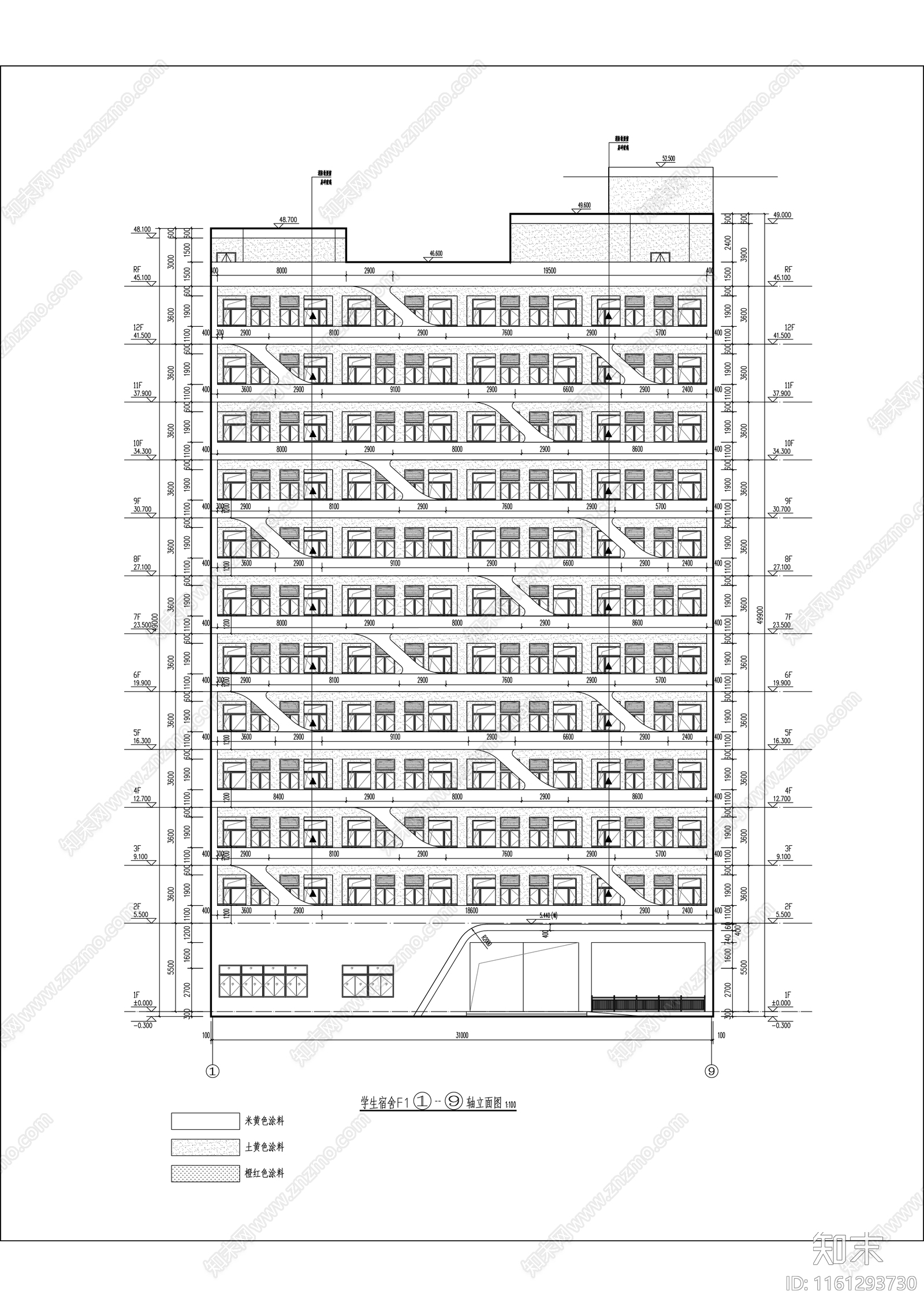 中学12层学生宿舍建cad施工图下载【ID:1161293730】