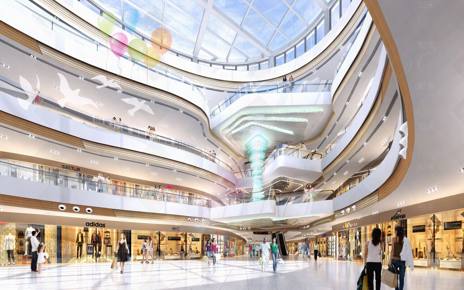 商场商铺店铺步行街中庭过道外景贴图下载【ID:1161297497】