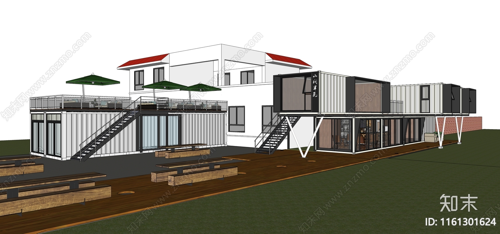 现代乡村振兴集装箱民宿SU模型下载【ID:1161301624】