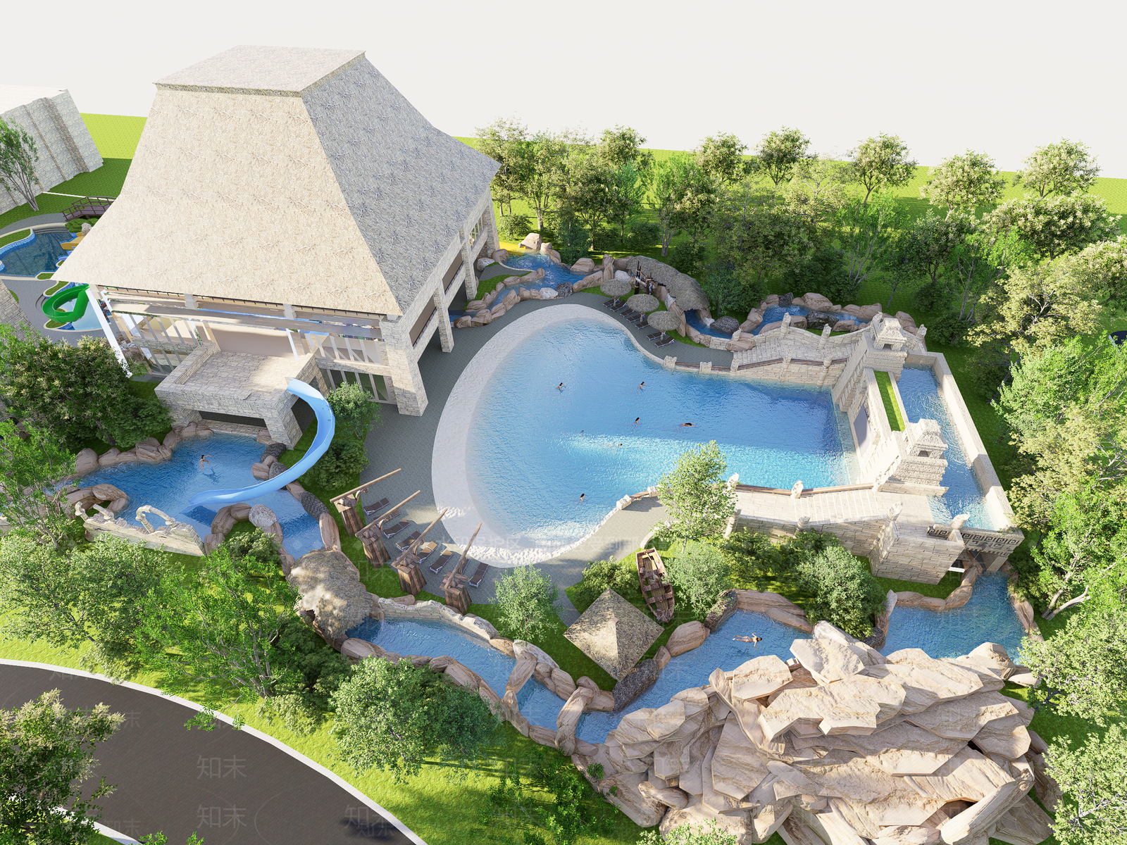 现代水上乐园SU模型下载【ID:1161302249】