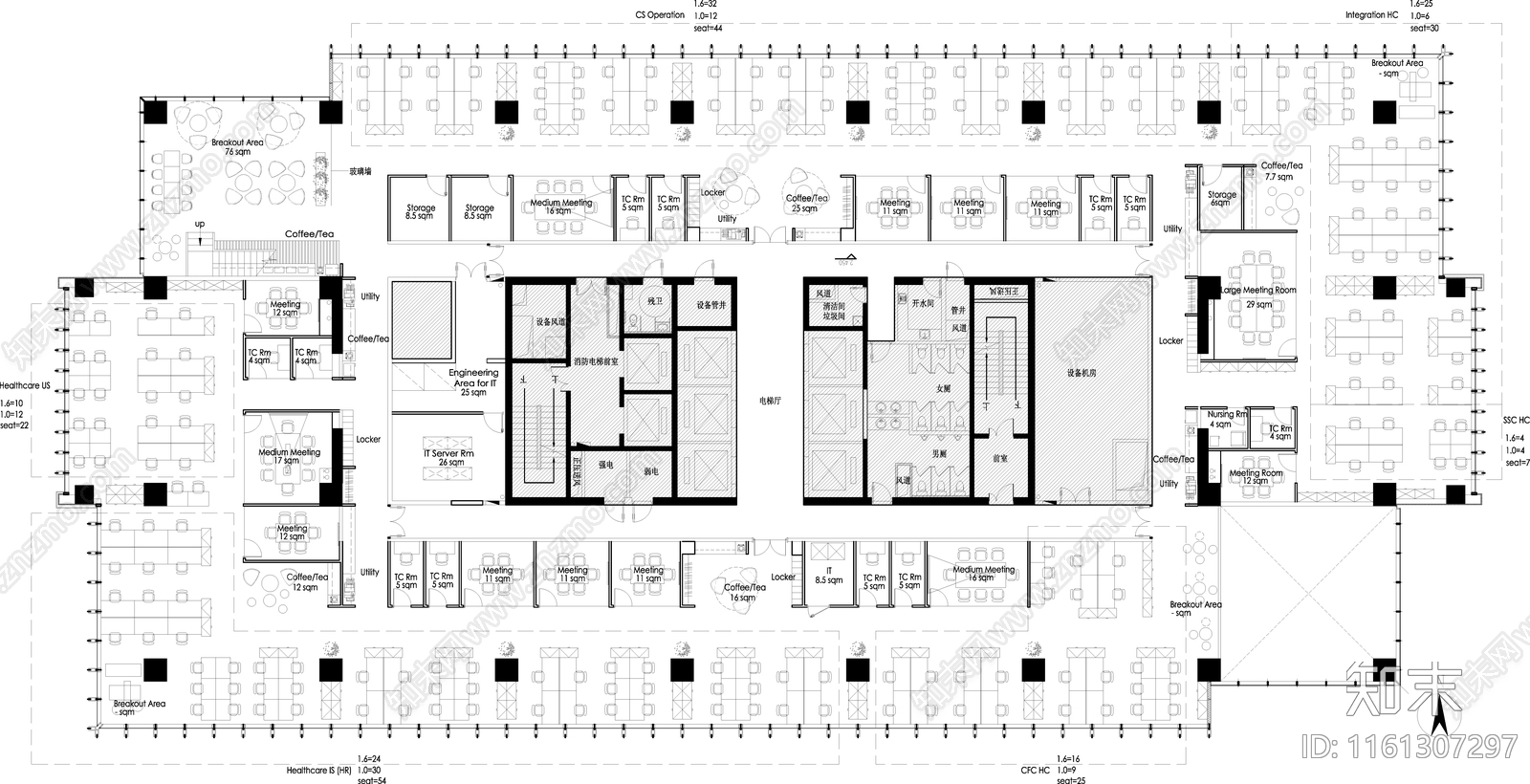 现代办公室三层六千平米平面系统图施工图下载【ID:1161307297】