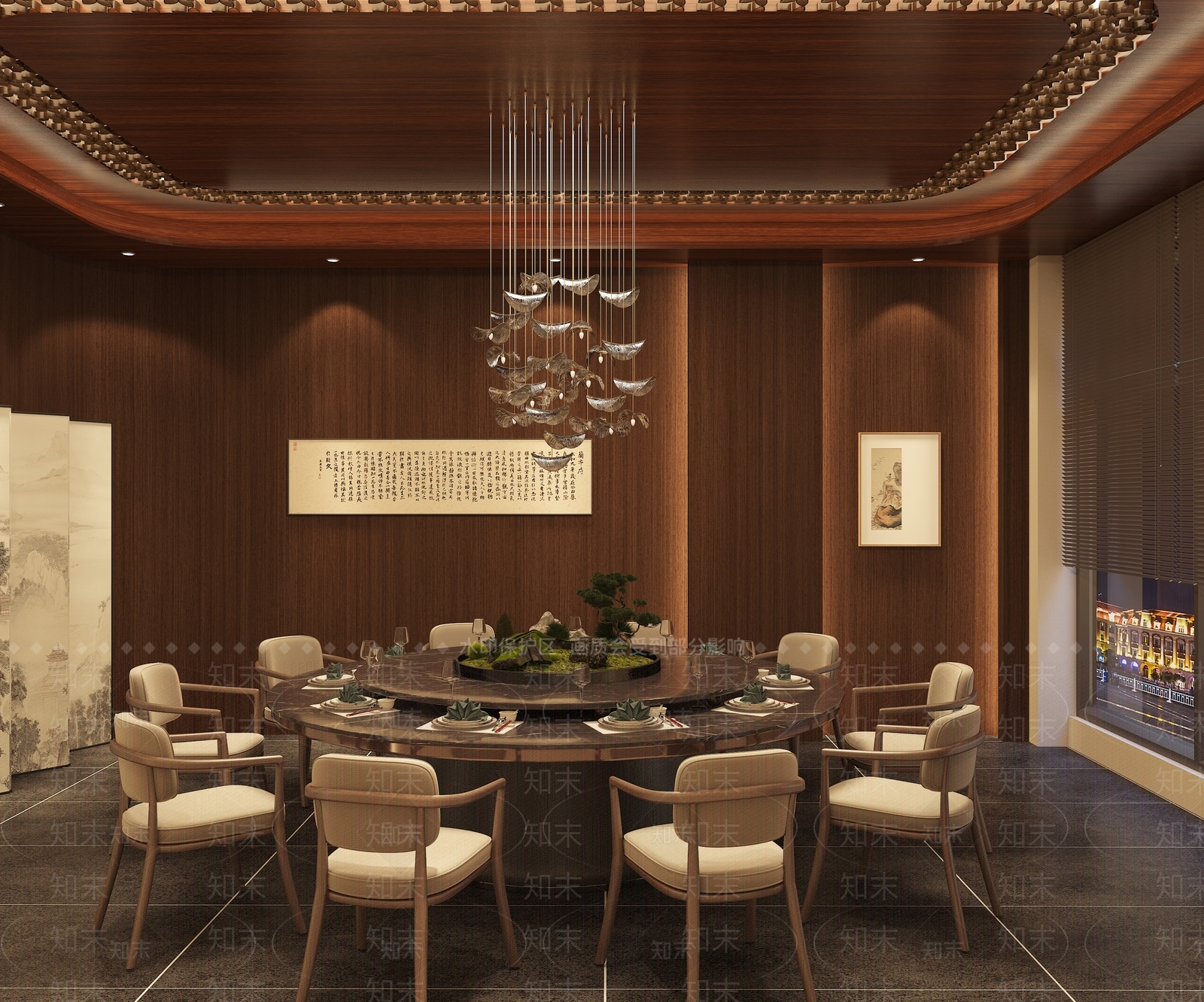新中式餐饮空间包间3D模型下载【ID:1161311209】