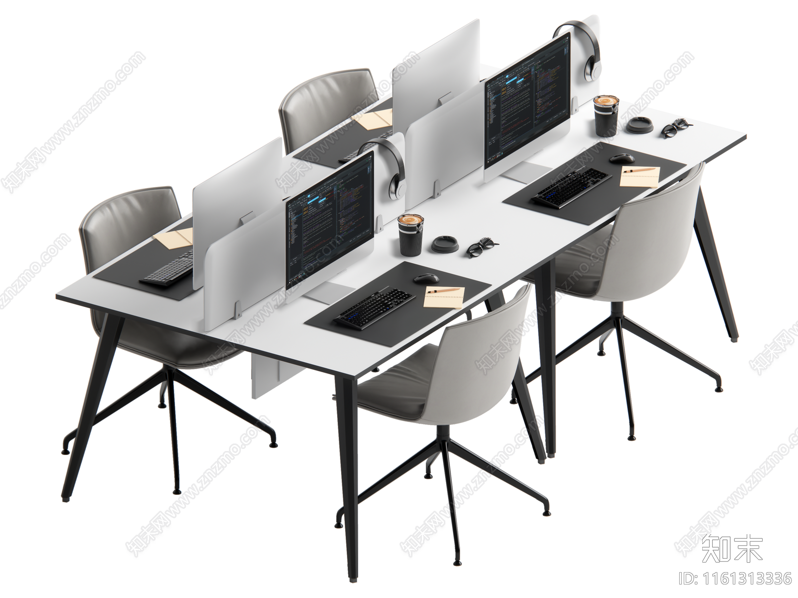 现代办公桌椅组合SU模型下载【ID:1161313336】