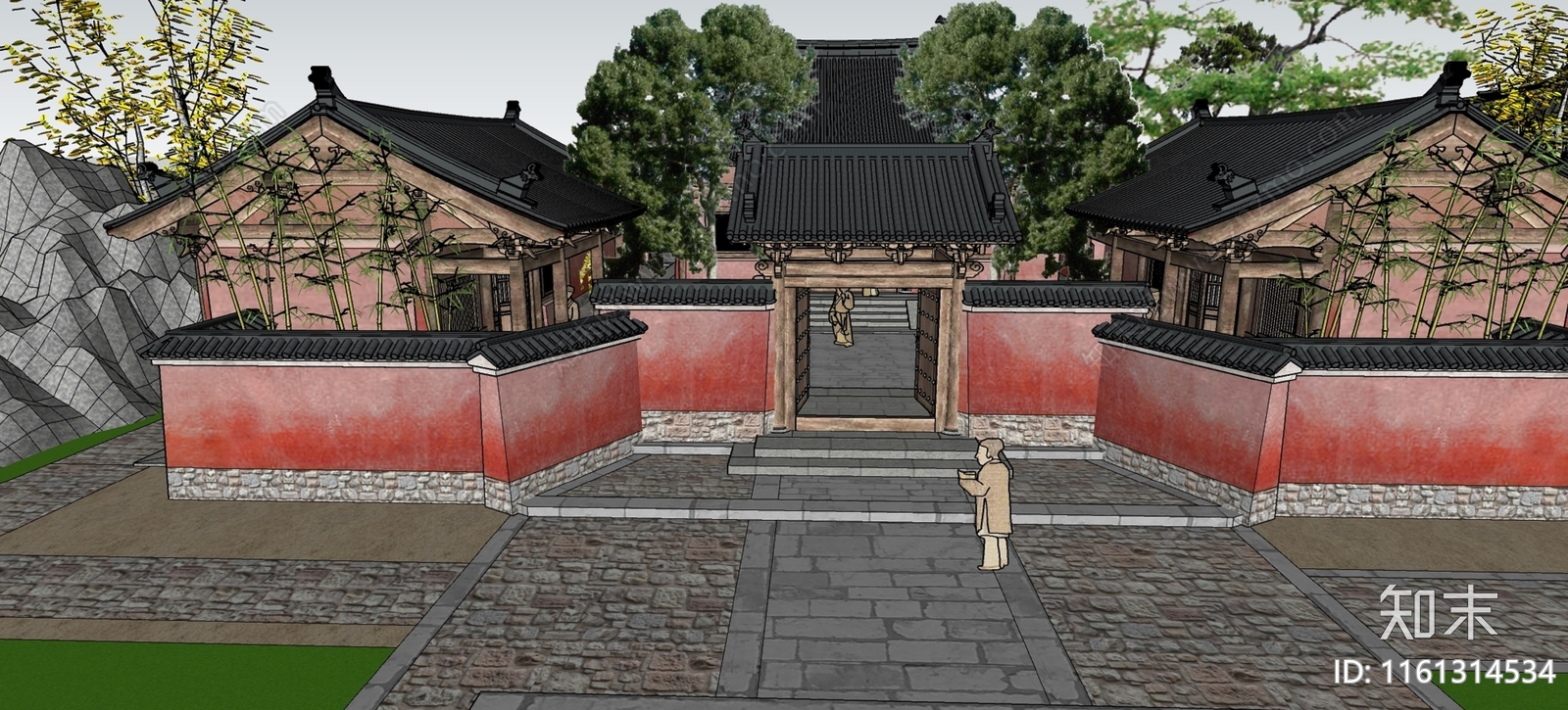 中式寺庙寺院庙SU模型下载【ID:1161314534】