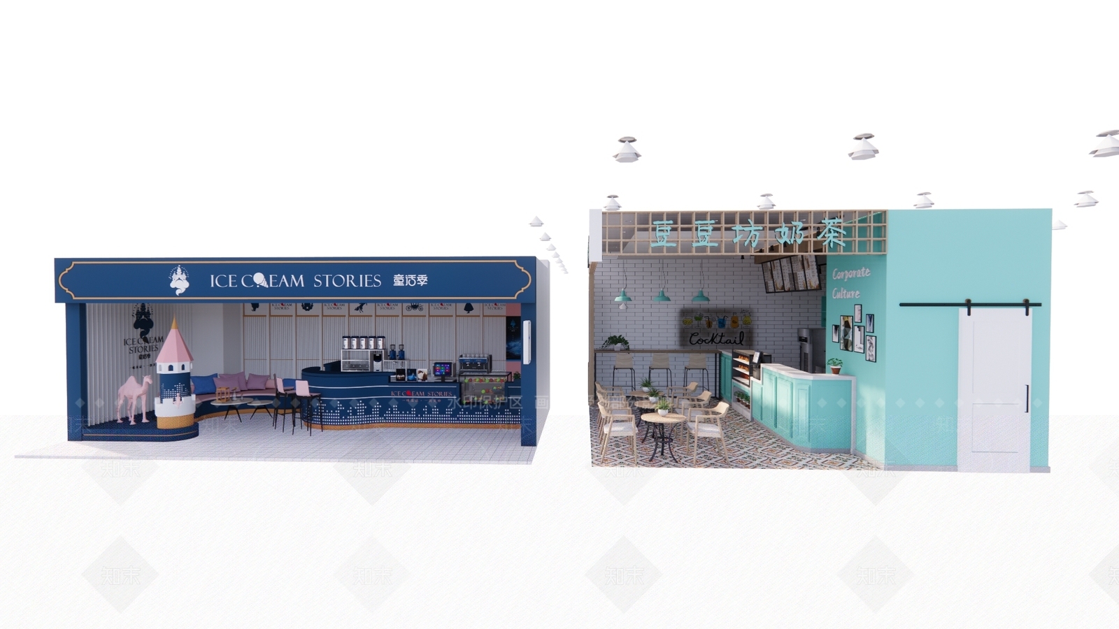 现代奶茶店SU模型下载【ID:1161314797】