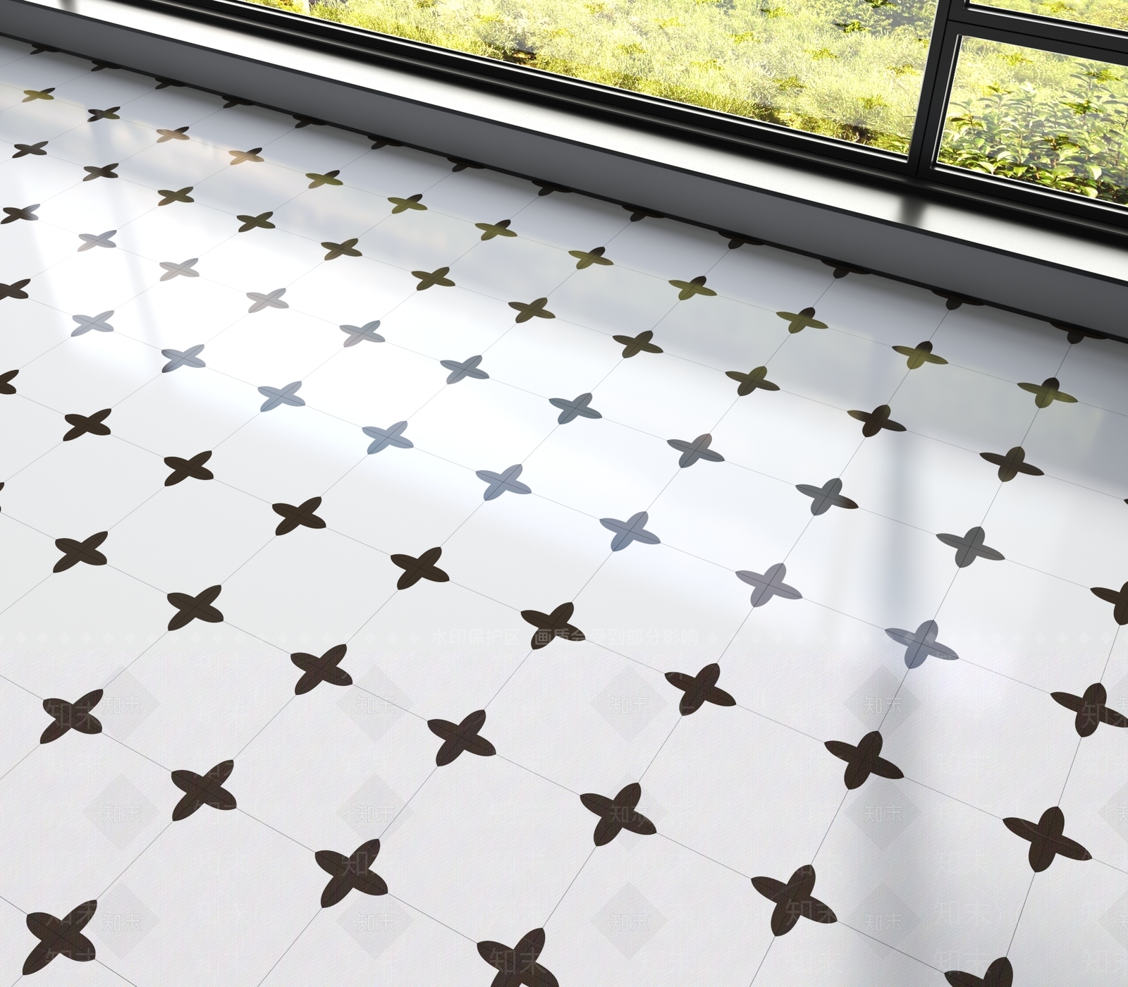 现代艺术花砖地面地砖3D模型下载【ID:1161315483】