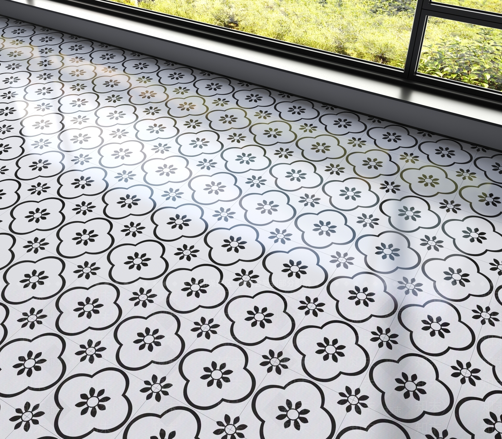 现代艺术花砖地面地砖3D模型下载【ID:1161316464】