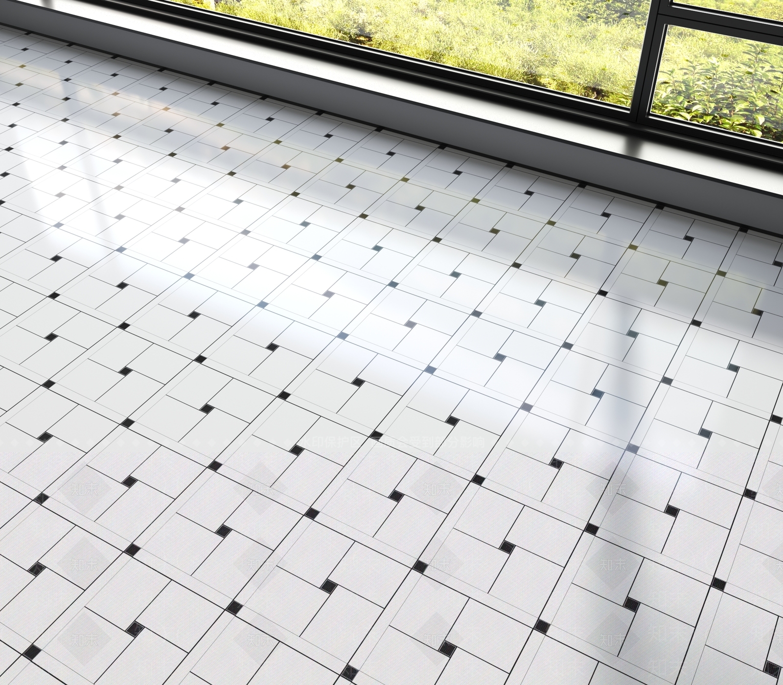 现代艺术花砖地面地砖3D模型下载【ID:1161316670】