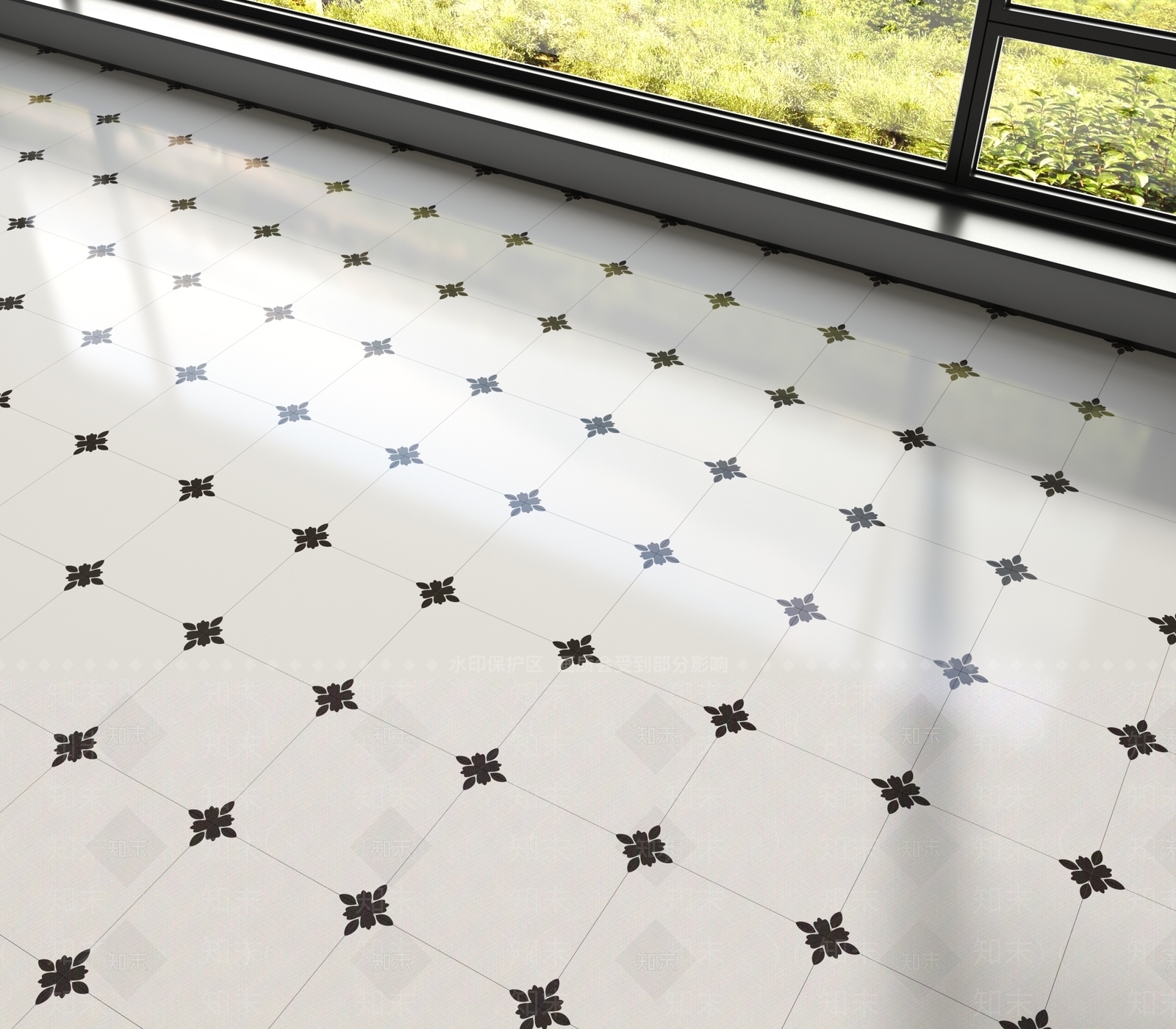 现代艺术花砖地面地砖3D模型下载【ID:1161316658】