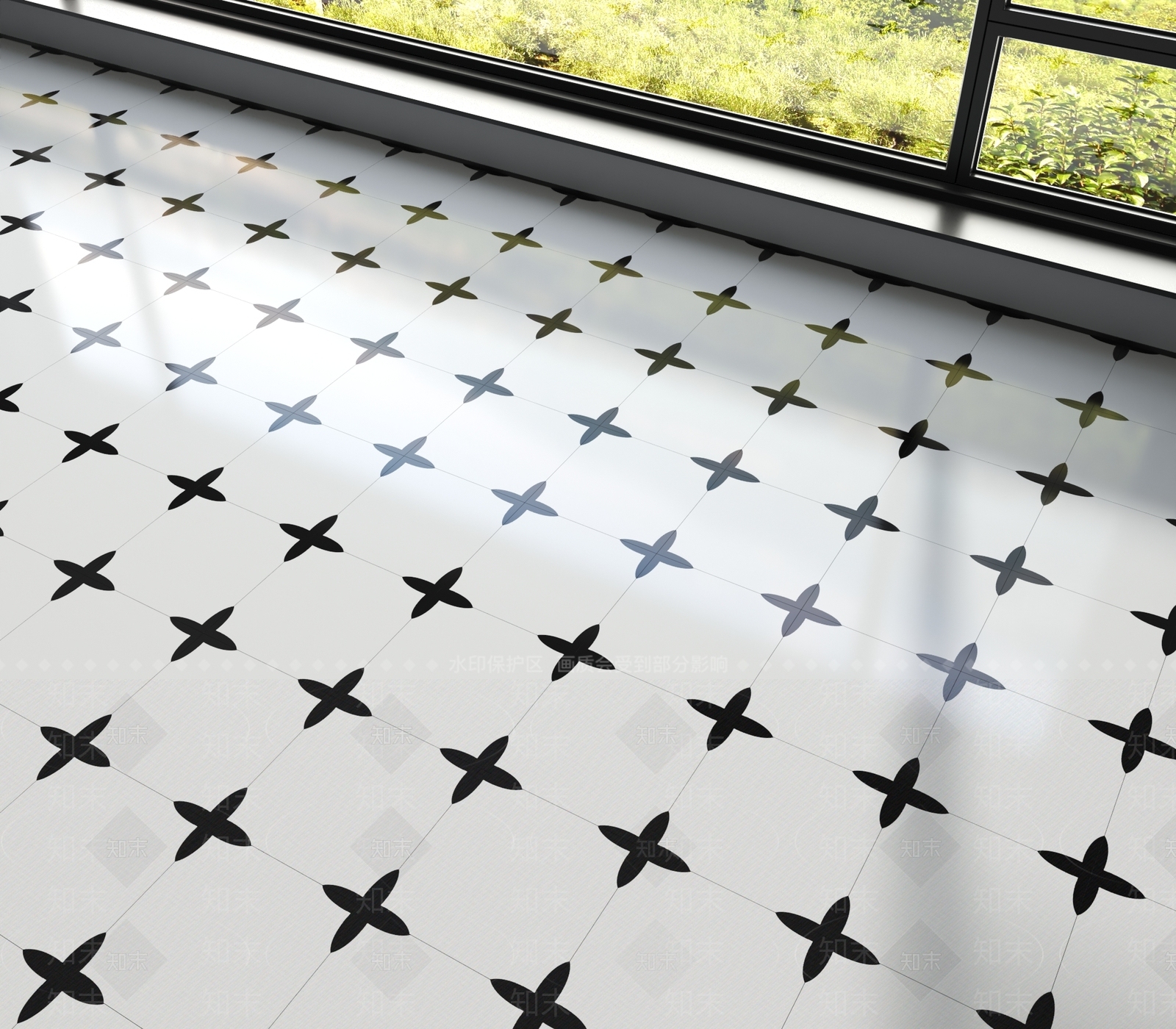 现代艺术花砖地面地砖3D模型下载【ID:1161317737】