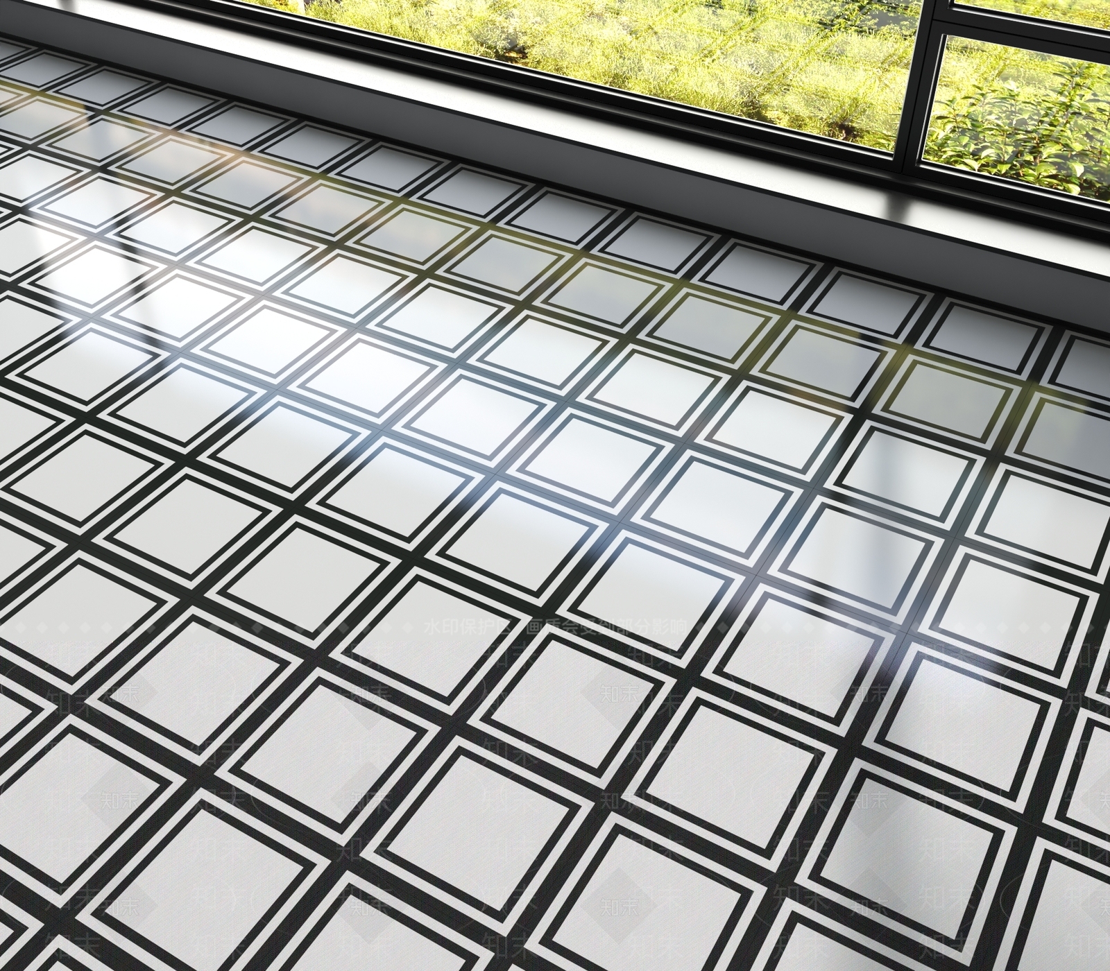 现代艺术花砖地面地砖3D模型下载【ID:1161317748】