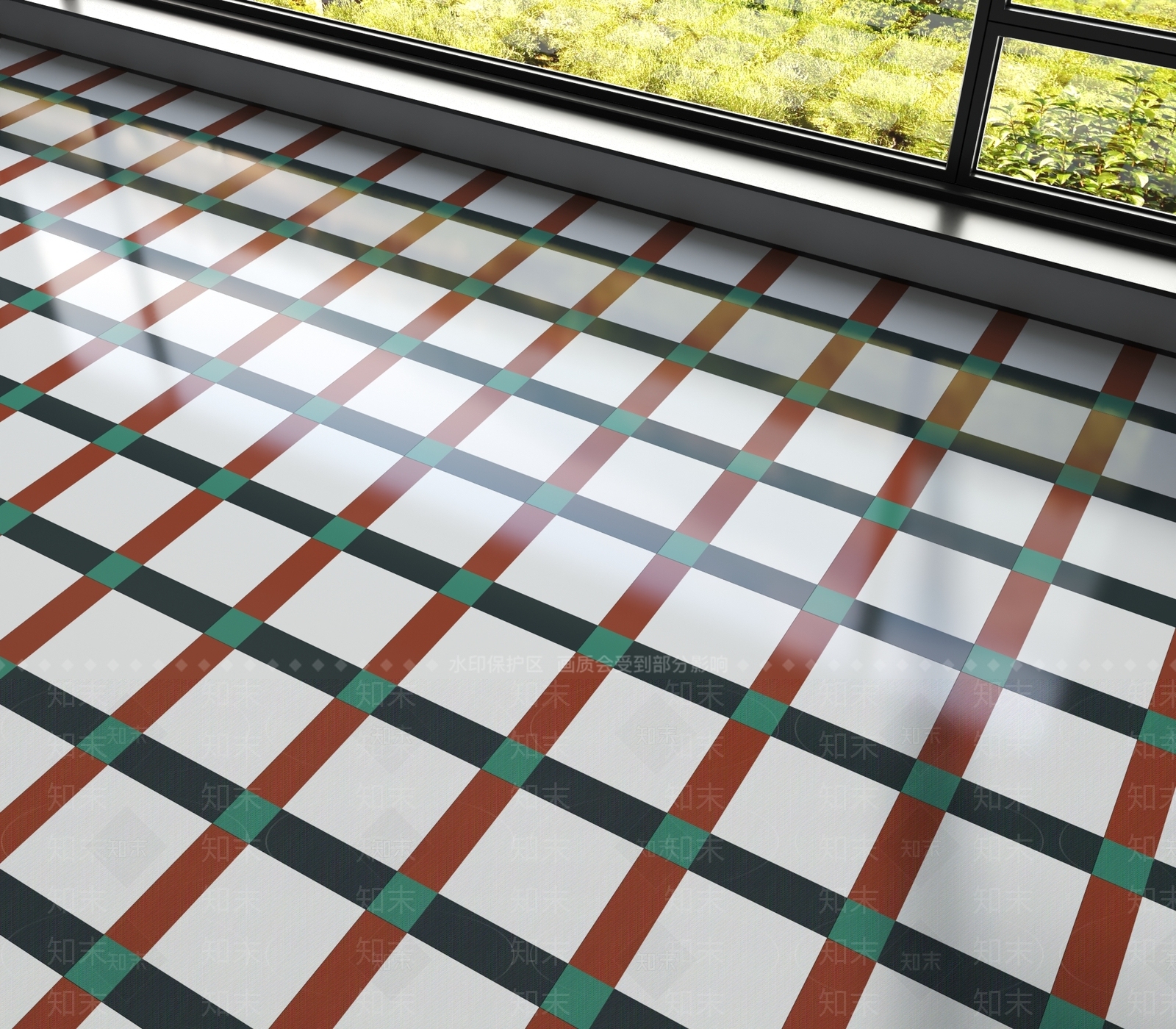 现代艺术花砖地面地砖3D模型下载【ID:1161318070】