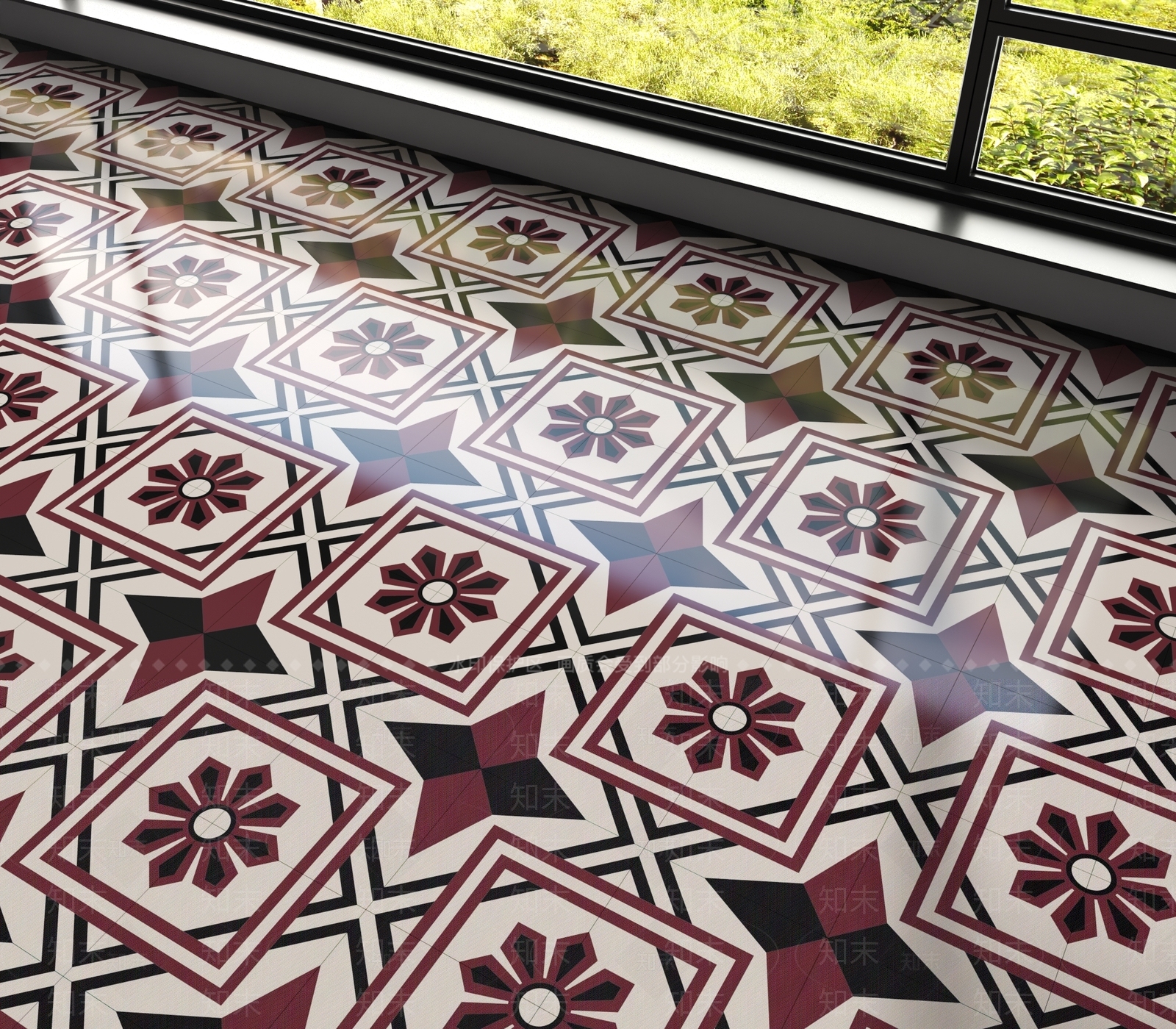 现代艺术花砖地面地砖3D模型下载【ID:1161318071】