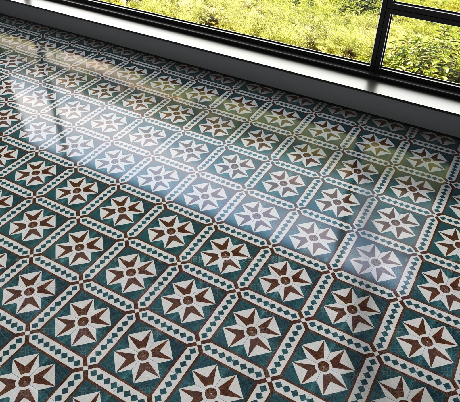 现代艺术花砖地面地砖3D模型下载【ID:1161318022】