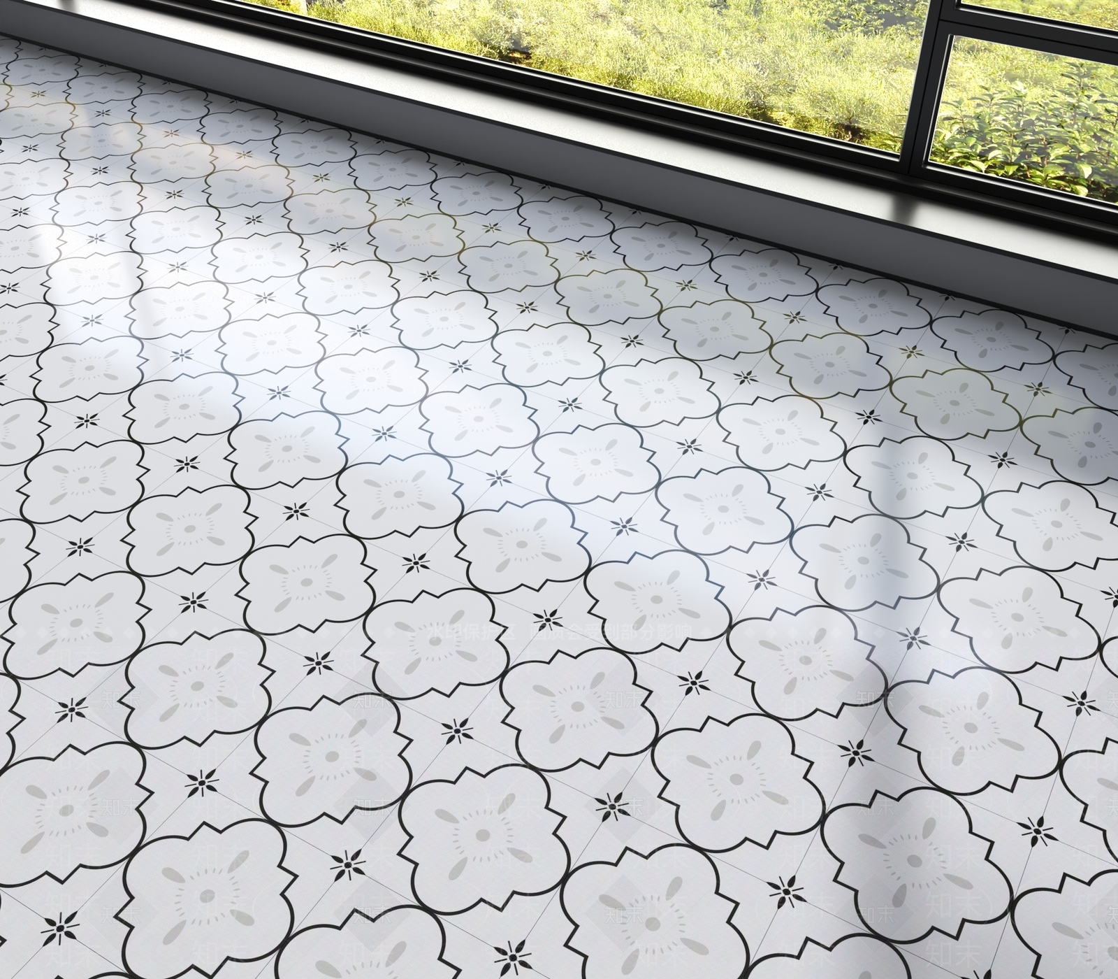 现代艺术花砖地面地砖3D模型下载【ID:1161318134】