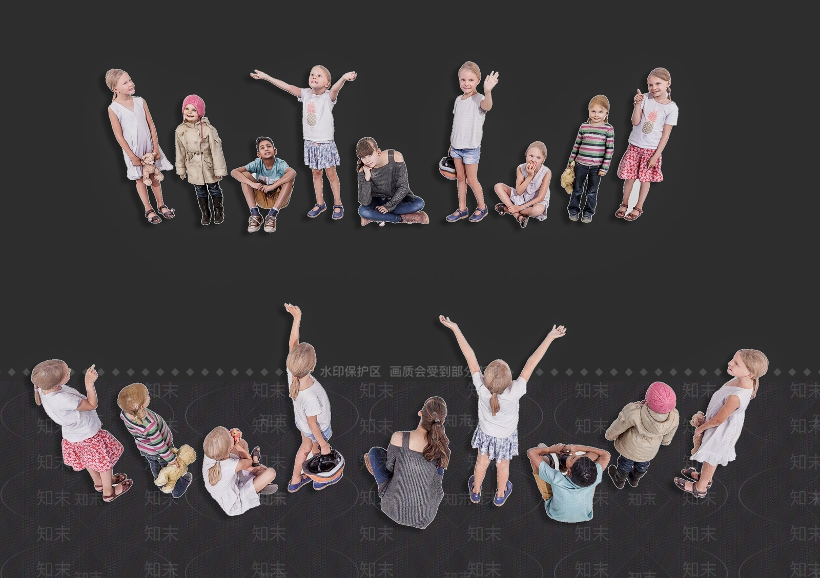 现代欧美小学生精模多人物组合SU模型下载【ID:1161324006】