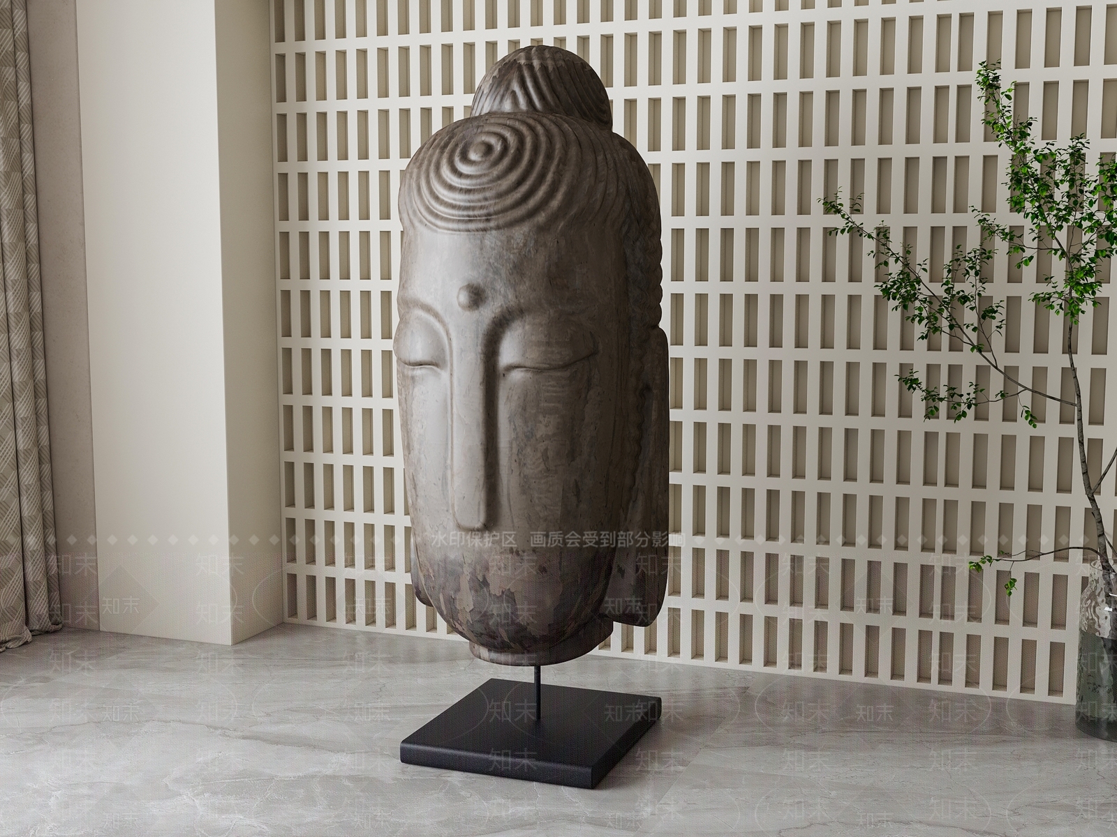 新中式佛像雕塑3D模型下载【ID:1161326903】