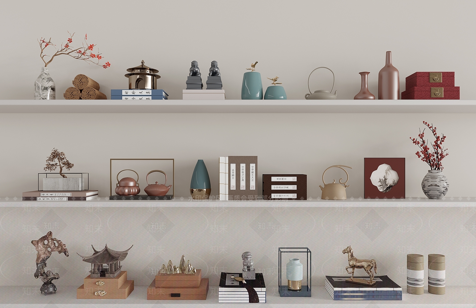 新中式饰品摆件组合3D模型下载【ID:1161329060】