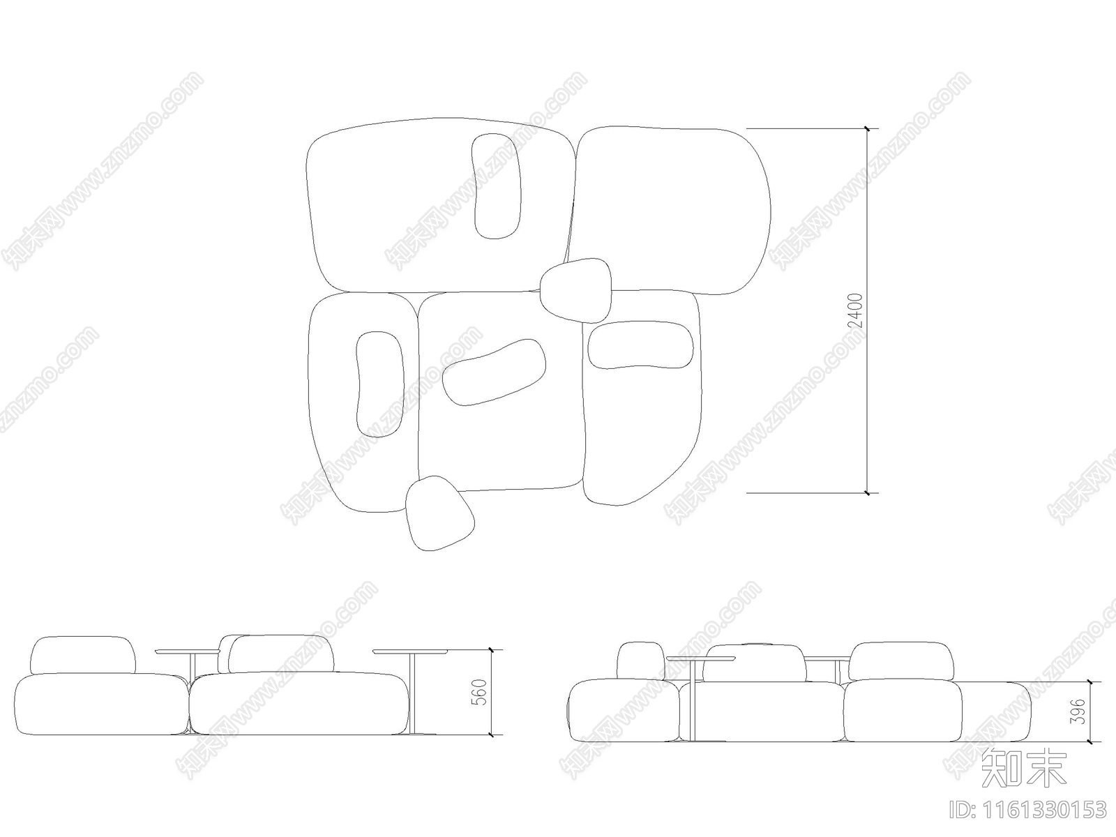 现代办公休闲沙发异形沙发儿童沙发施工图下载【ID:1161330153】