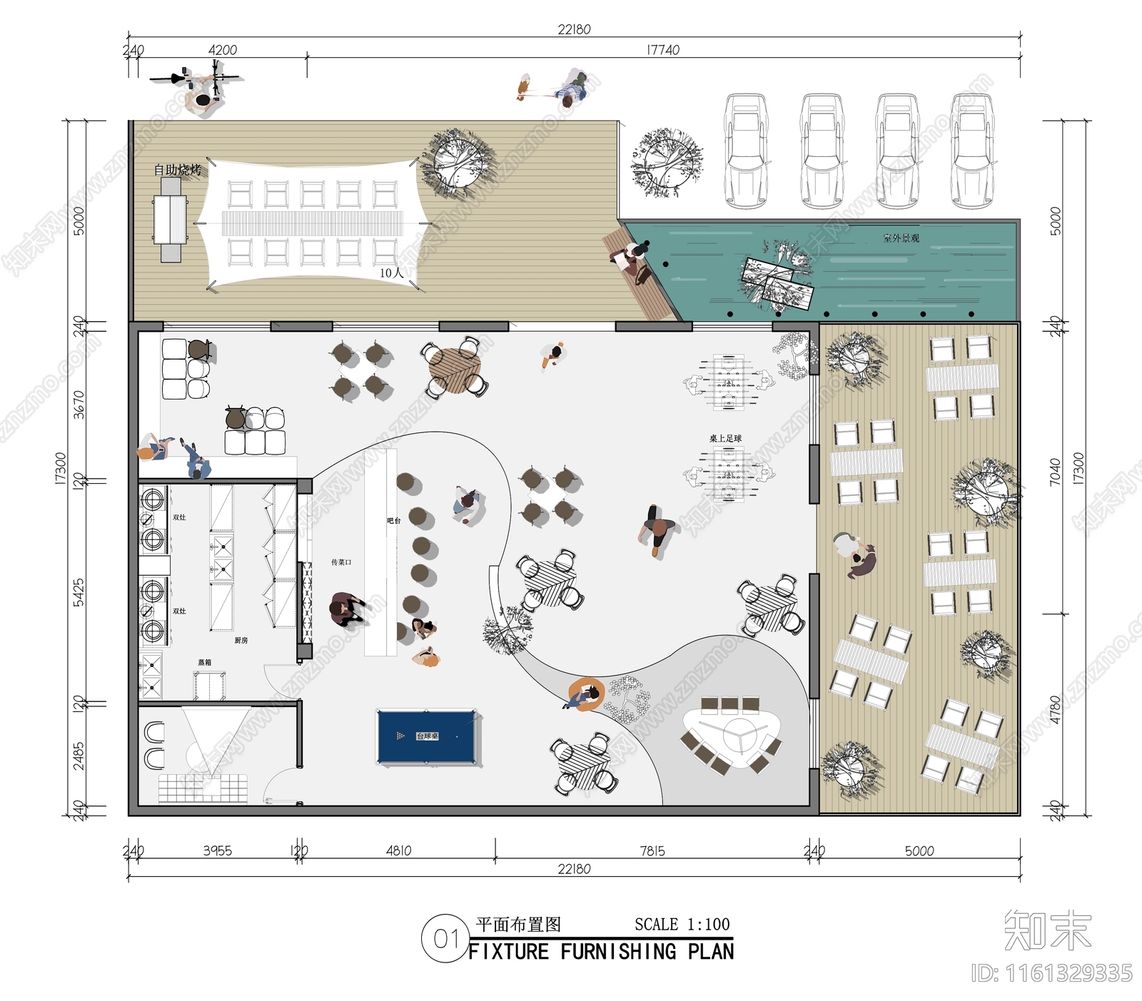 360㎡露营风日咖夜酒娱乐平面布置图施工图下载【ID:1161329335】