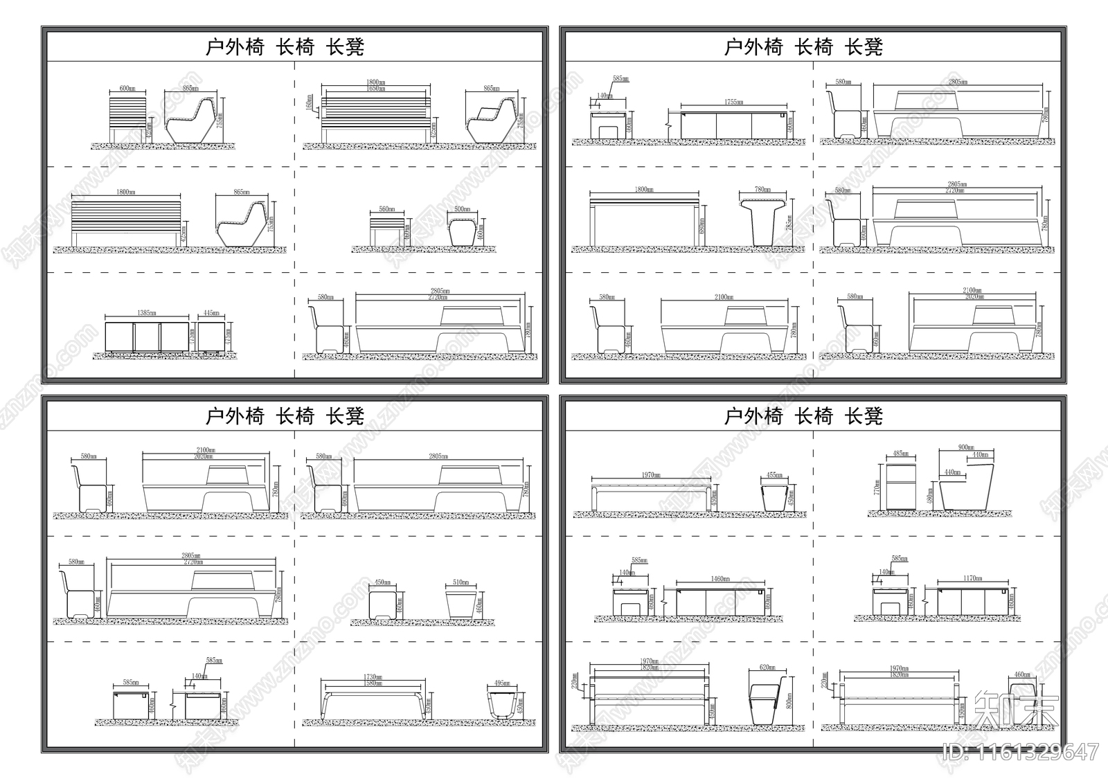 户外长凳施工图下载【ID:1161329647】