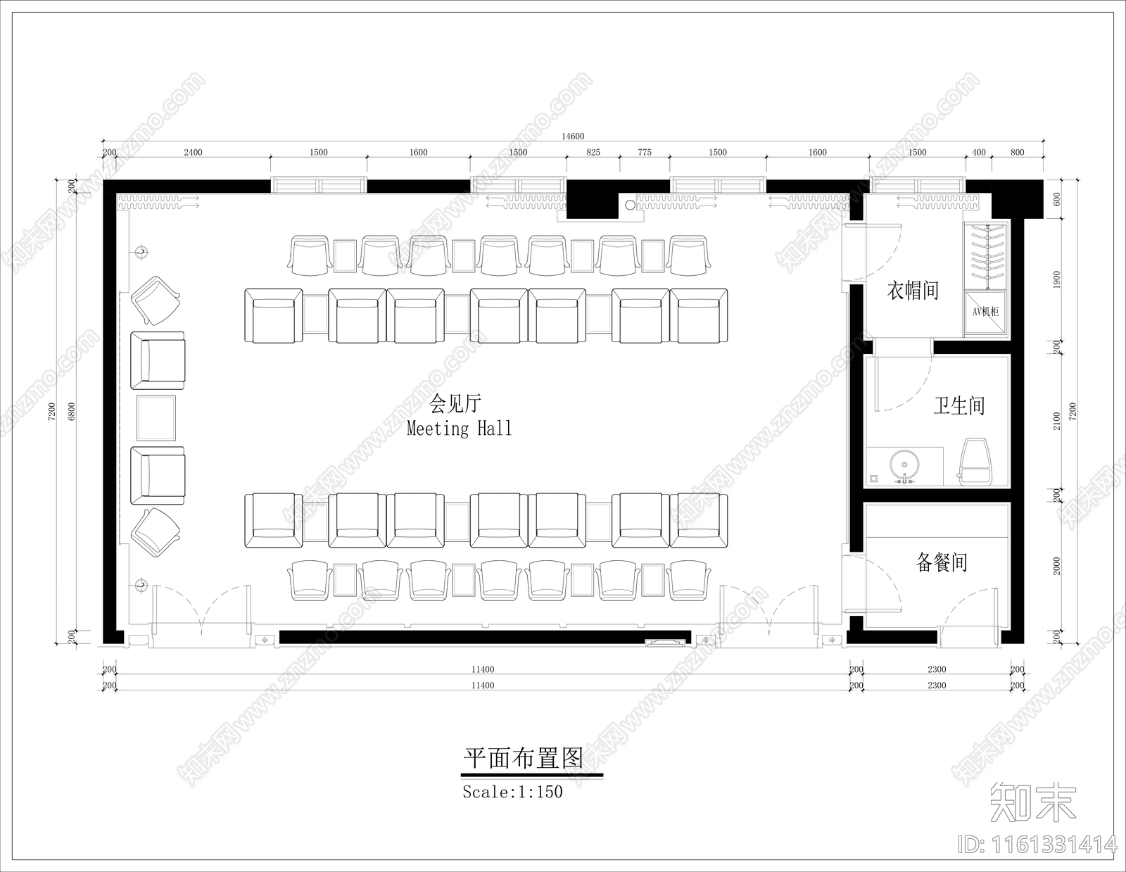 贵宾会客厅平面图02施工图下载【ID:1161331414】