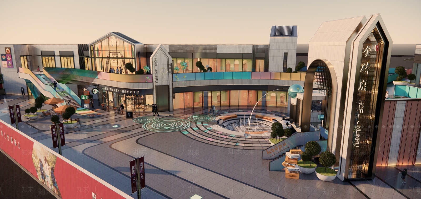 现代国朝书院主题商业街SU模型下载【ID:1161334334】