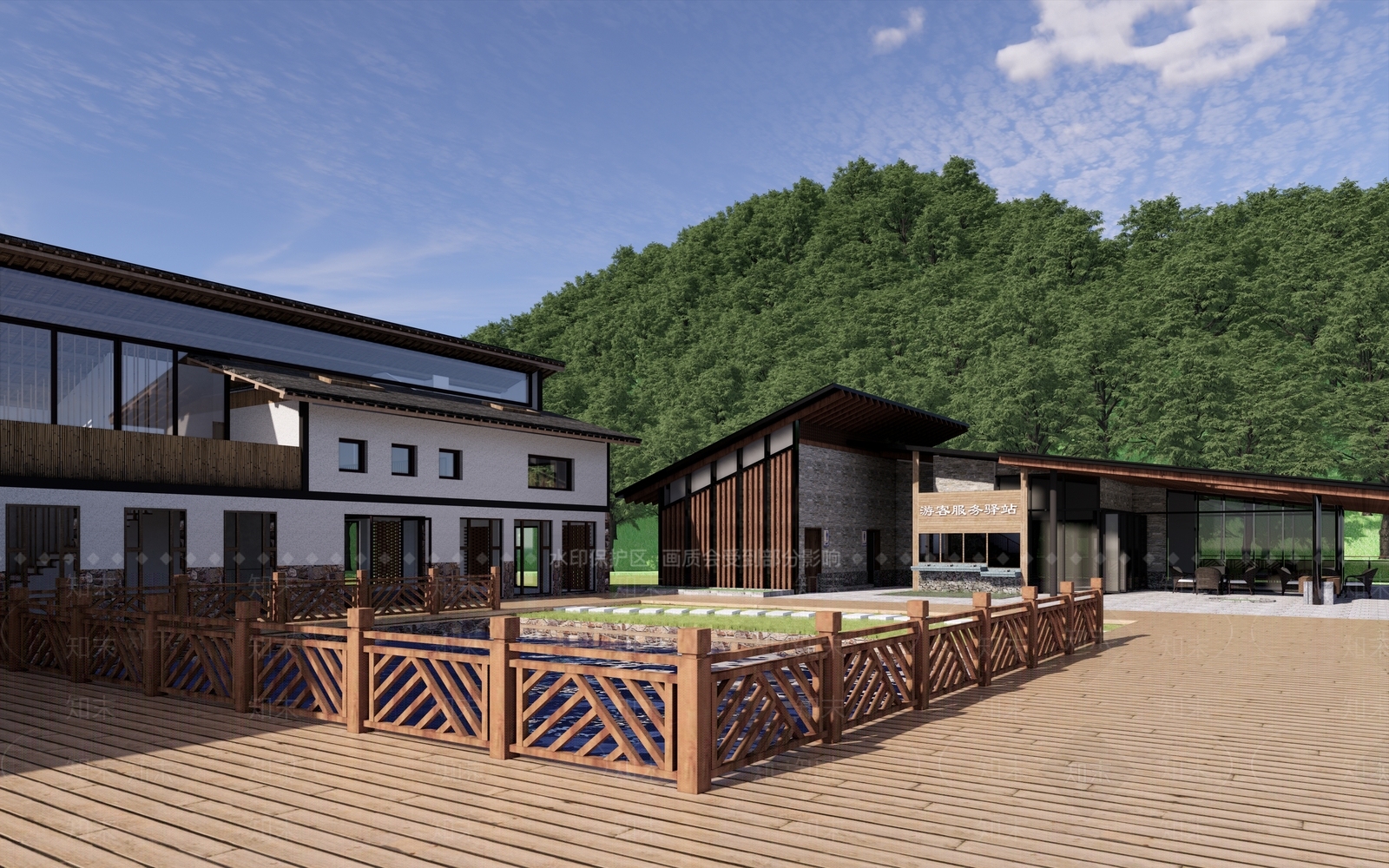 新中式乡村休闲旅游文化驿站SU模型下载【ID:1161334459】