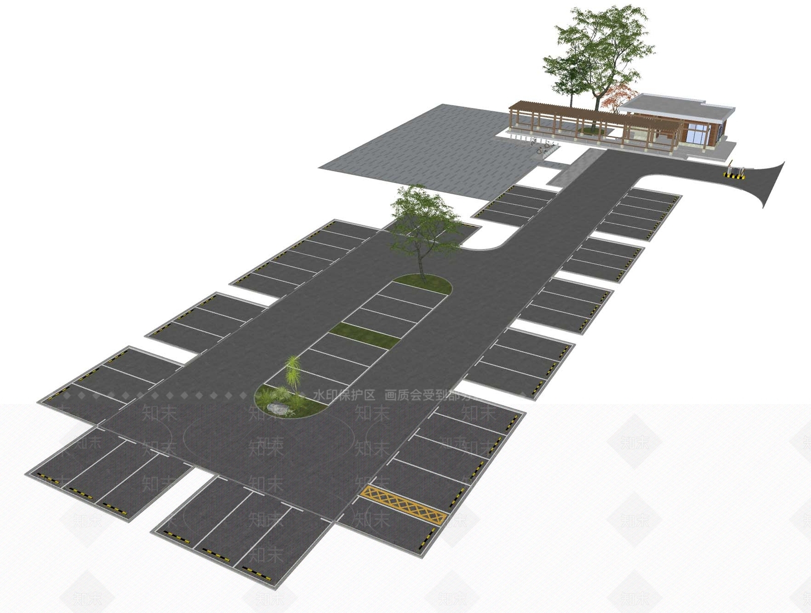 现代公园停车场SU模型下载【ID:1161335757】