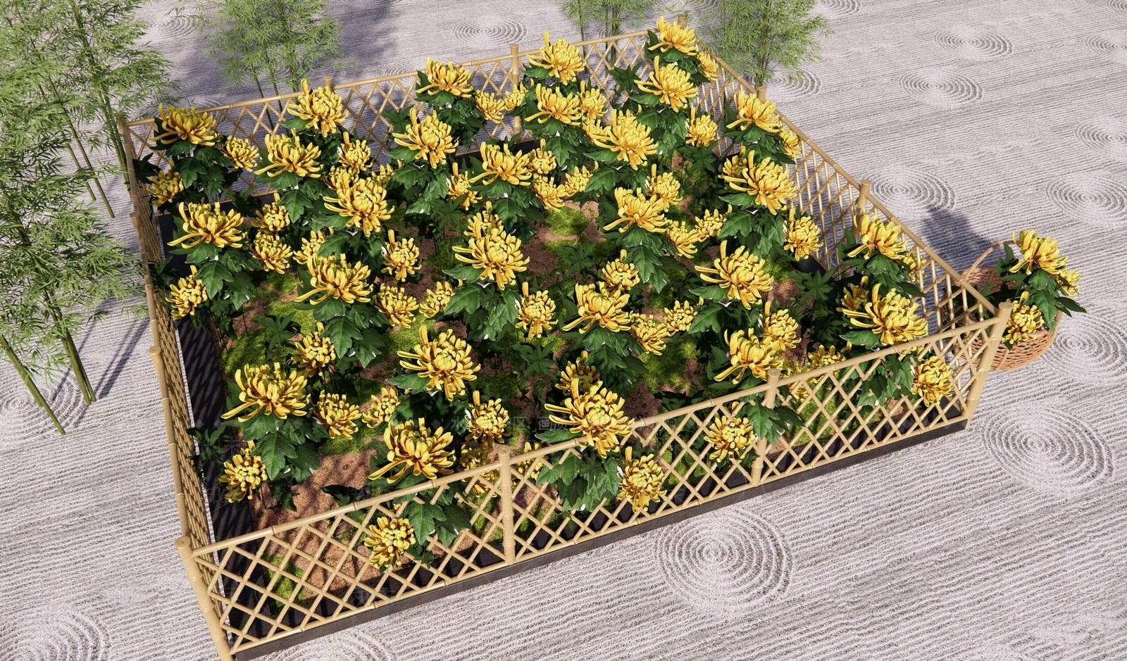 现代菊花花田SU模型下载【ID:1161337070】