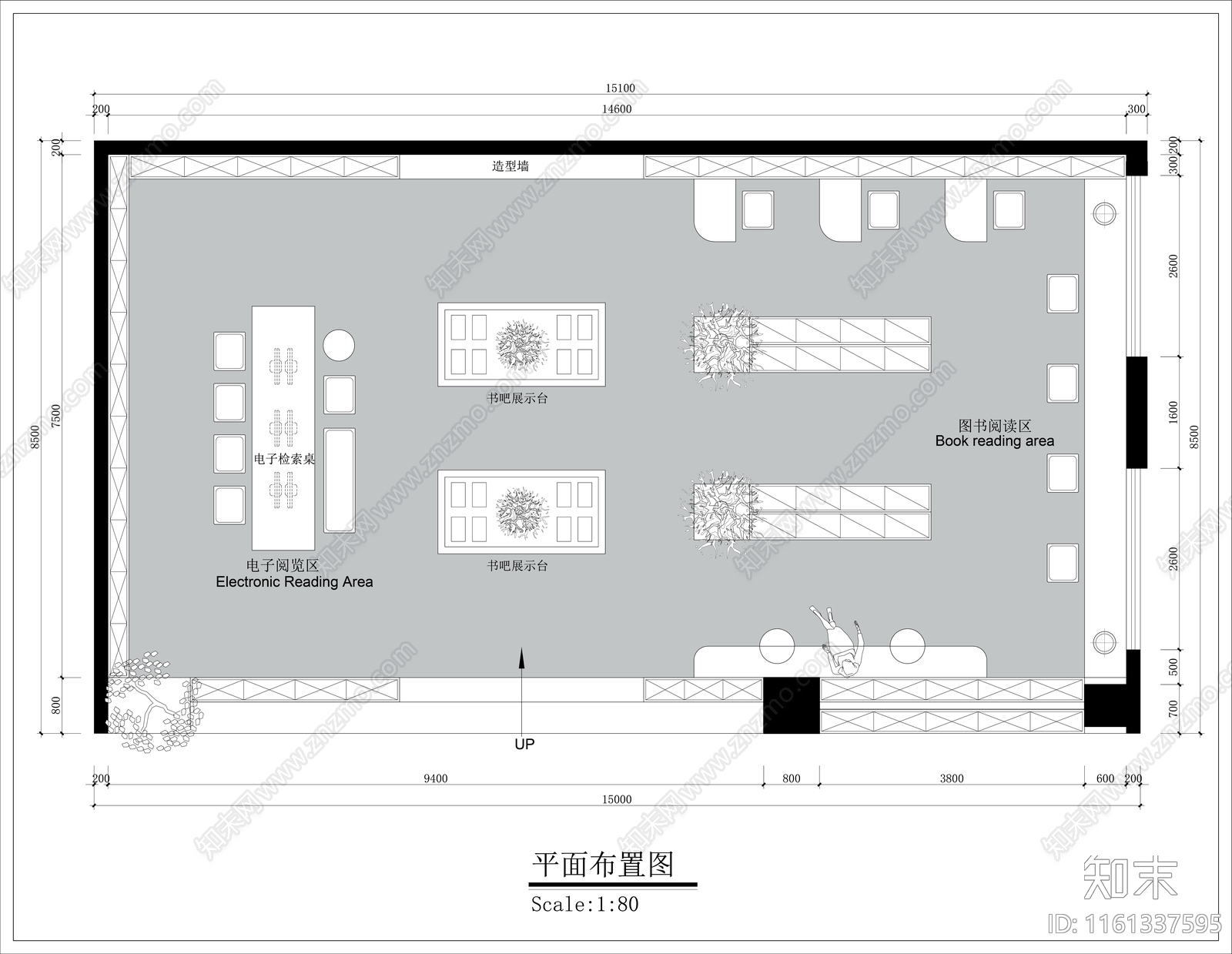 120㎡图书馆书店平面图施工图下载【ID:1161337595】