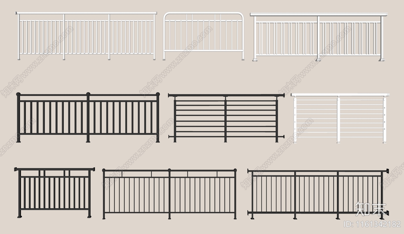 现代栏杆SU模型下载【ID:1161342182】