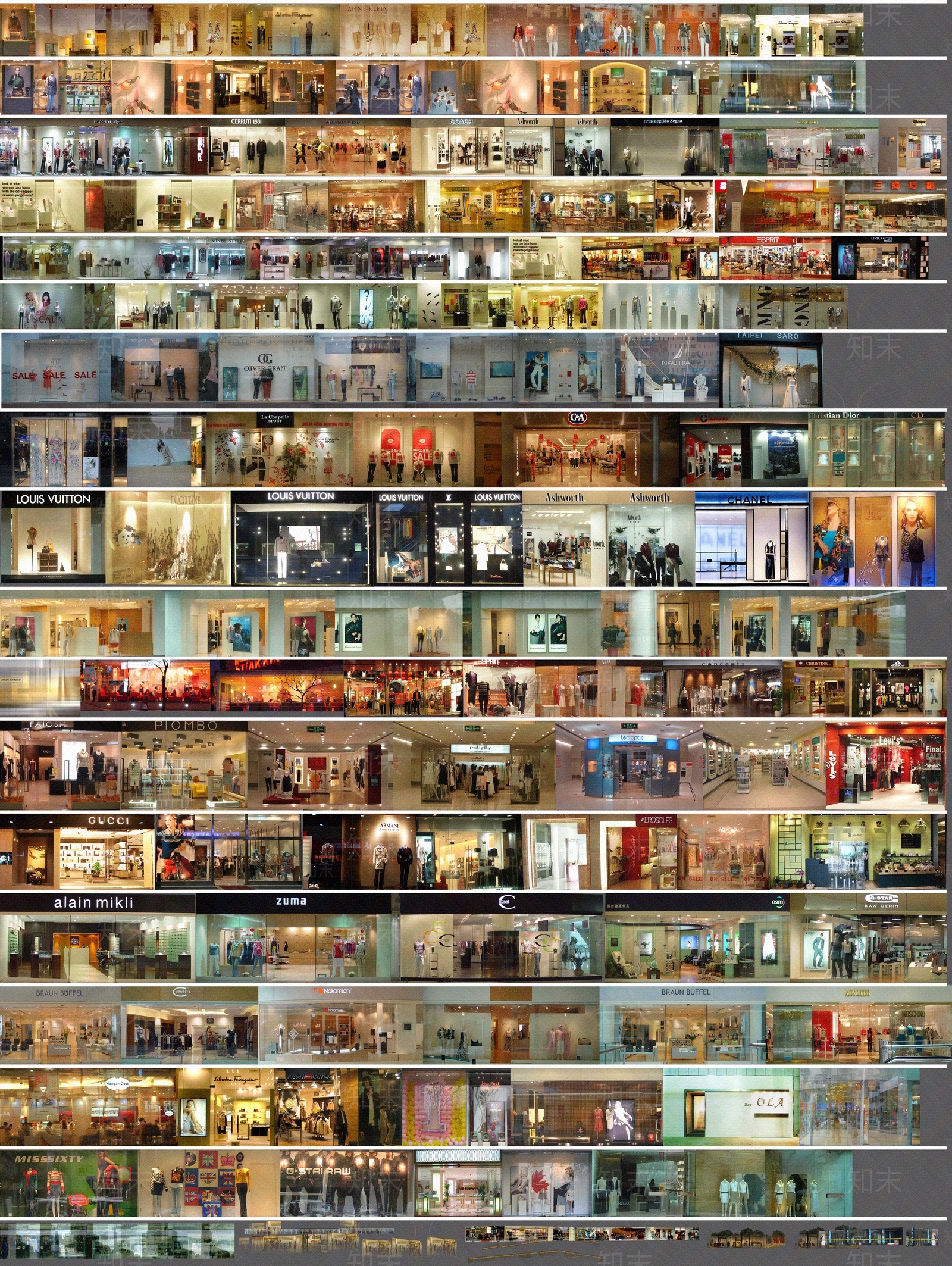 商业内透橱窗商场夜景外立面贴图下载【ID:1161343718】