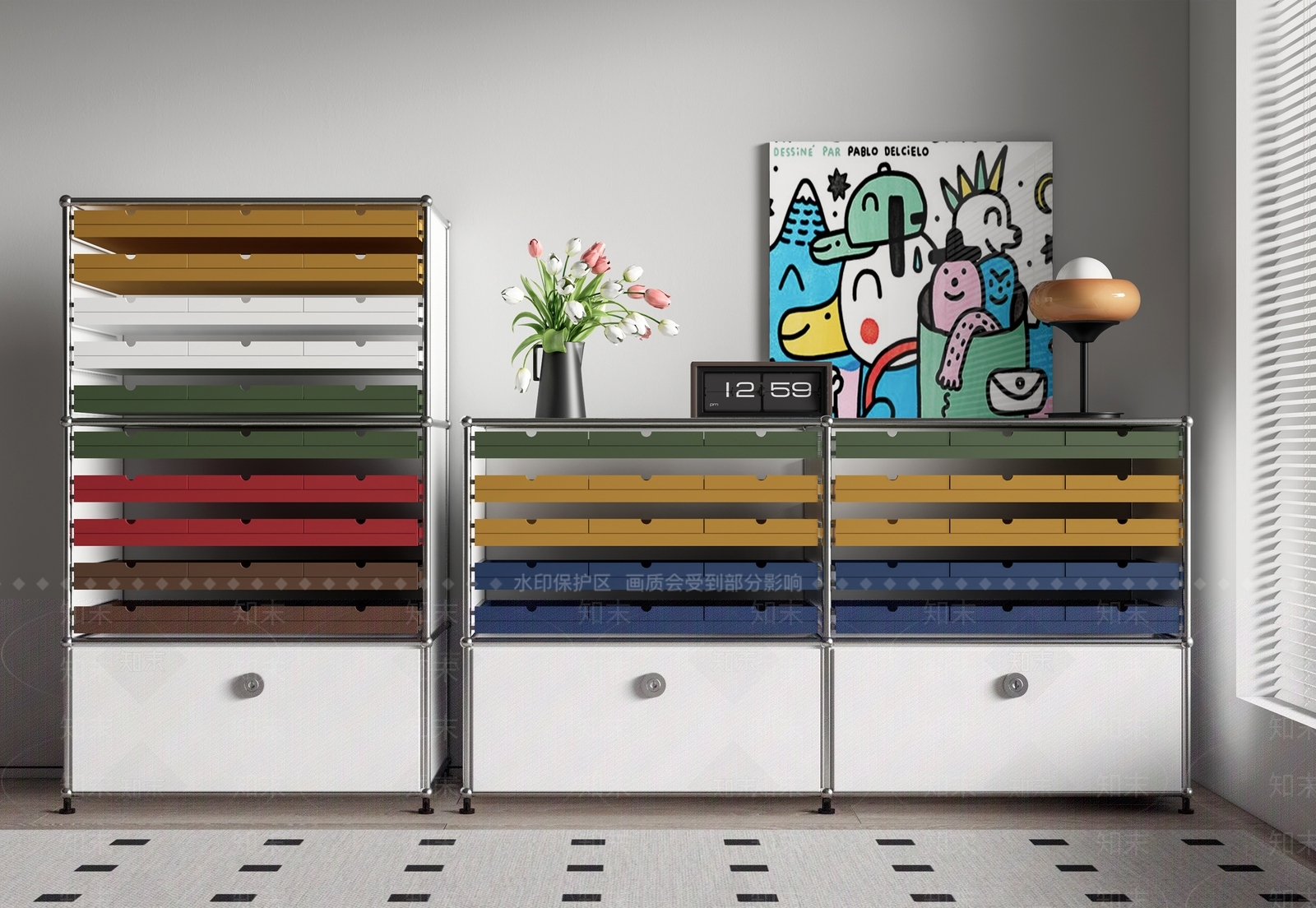 USM现代玄关柜SU模型下载【ID:1161344784】_知末su模型网