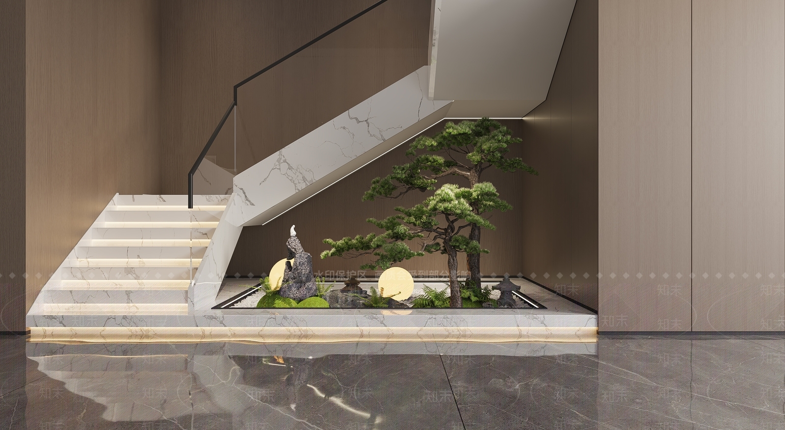 现代楼梯间造景3D模型下载【ID:1161345157】