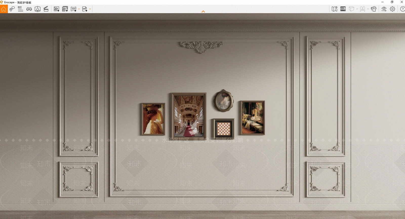 法式雕花护墙板SU模型下载【ID:1161345659】