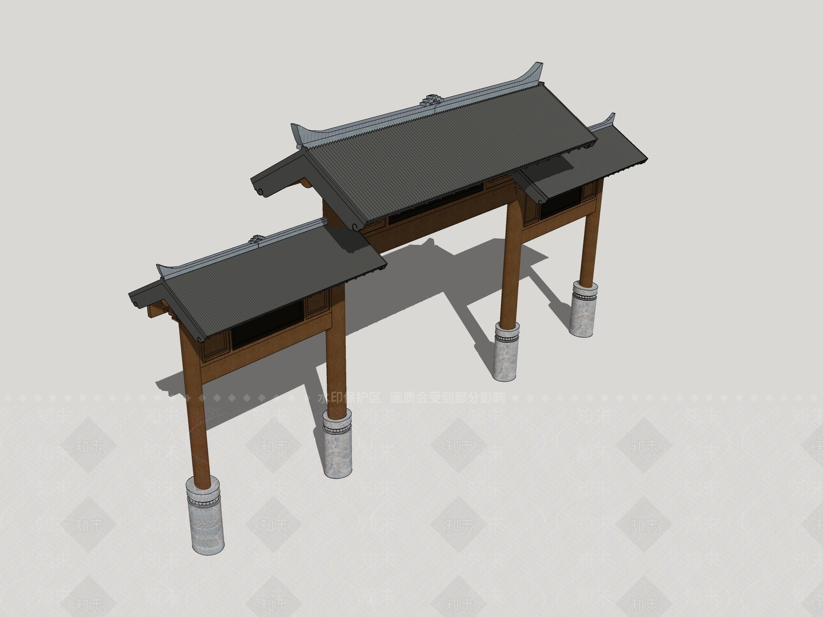 中式苗寨牌坊SU模型下载【ID:1161347227】
