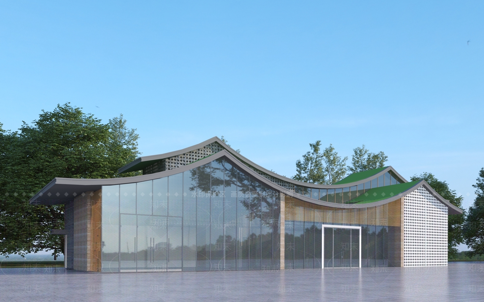 新中式单体建筑外观3D模型下载【ID:1161350738】