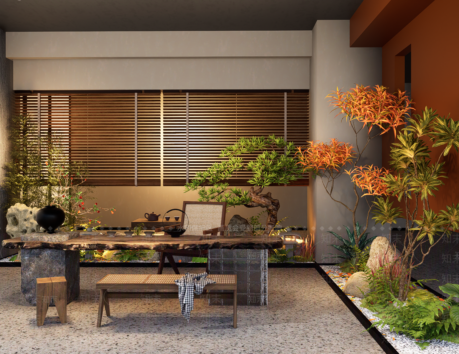 新中式茶室SU模型下载【ID:1161351693】