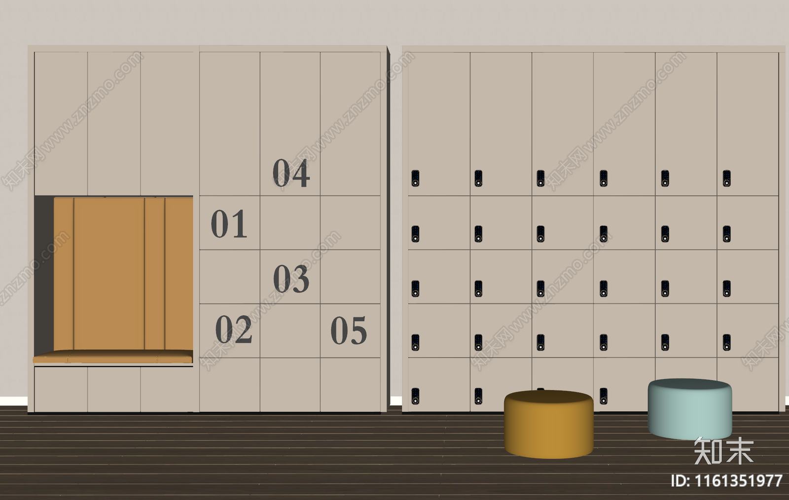 现代公共空间更衣柜SU模型下载【ID:1161351977】