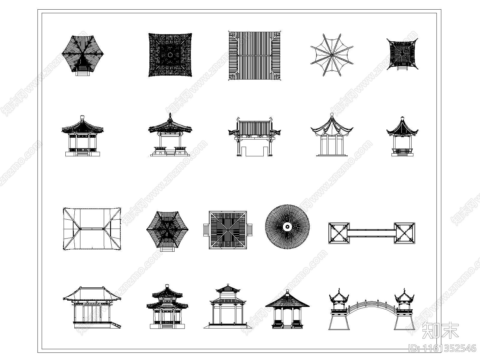 中式仿古亭子施工图下载【ID:1161352546】